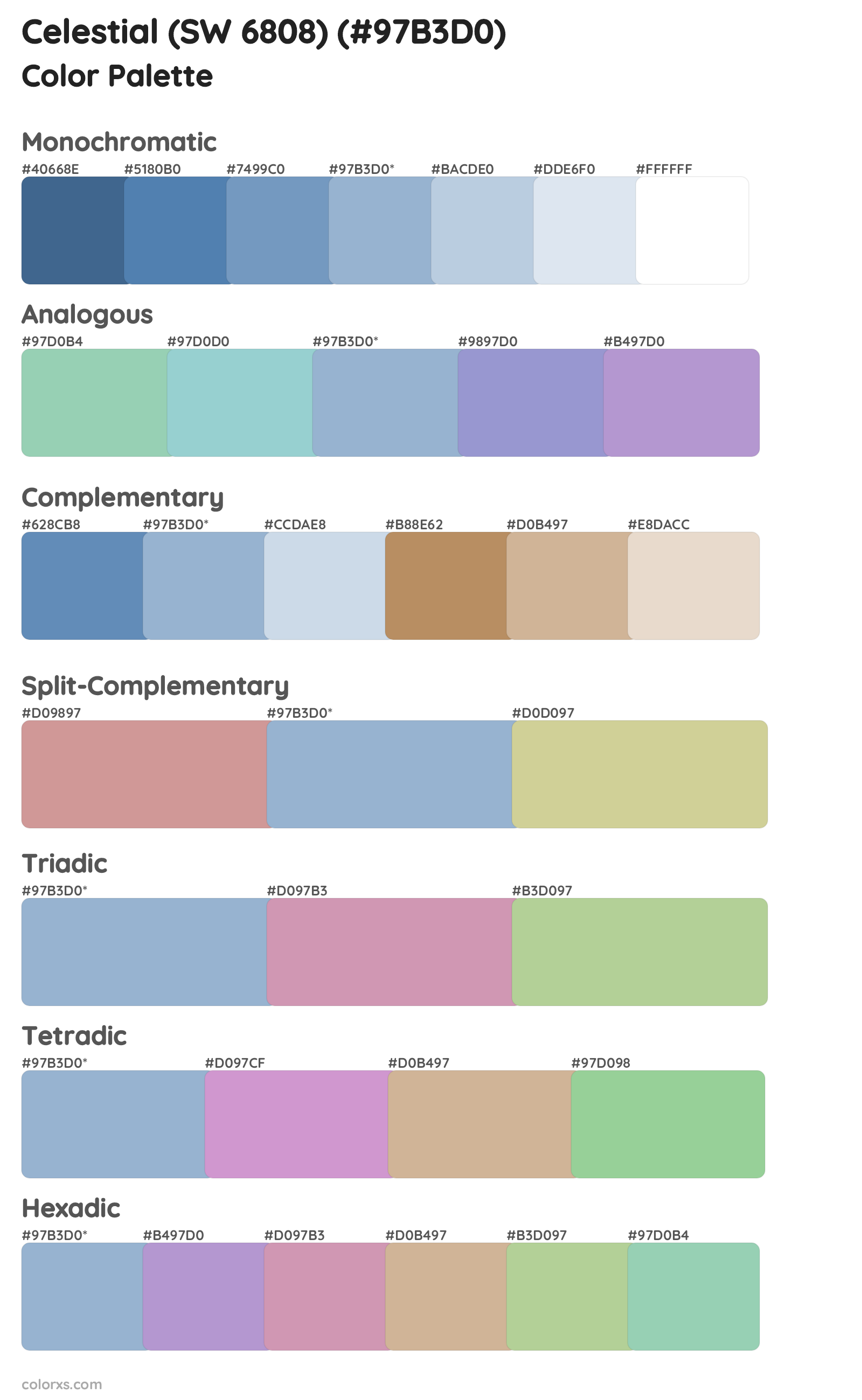 Celestial (SW 6808) Color Scheme Palettes