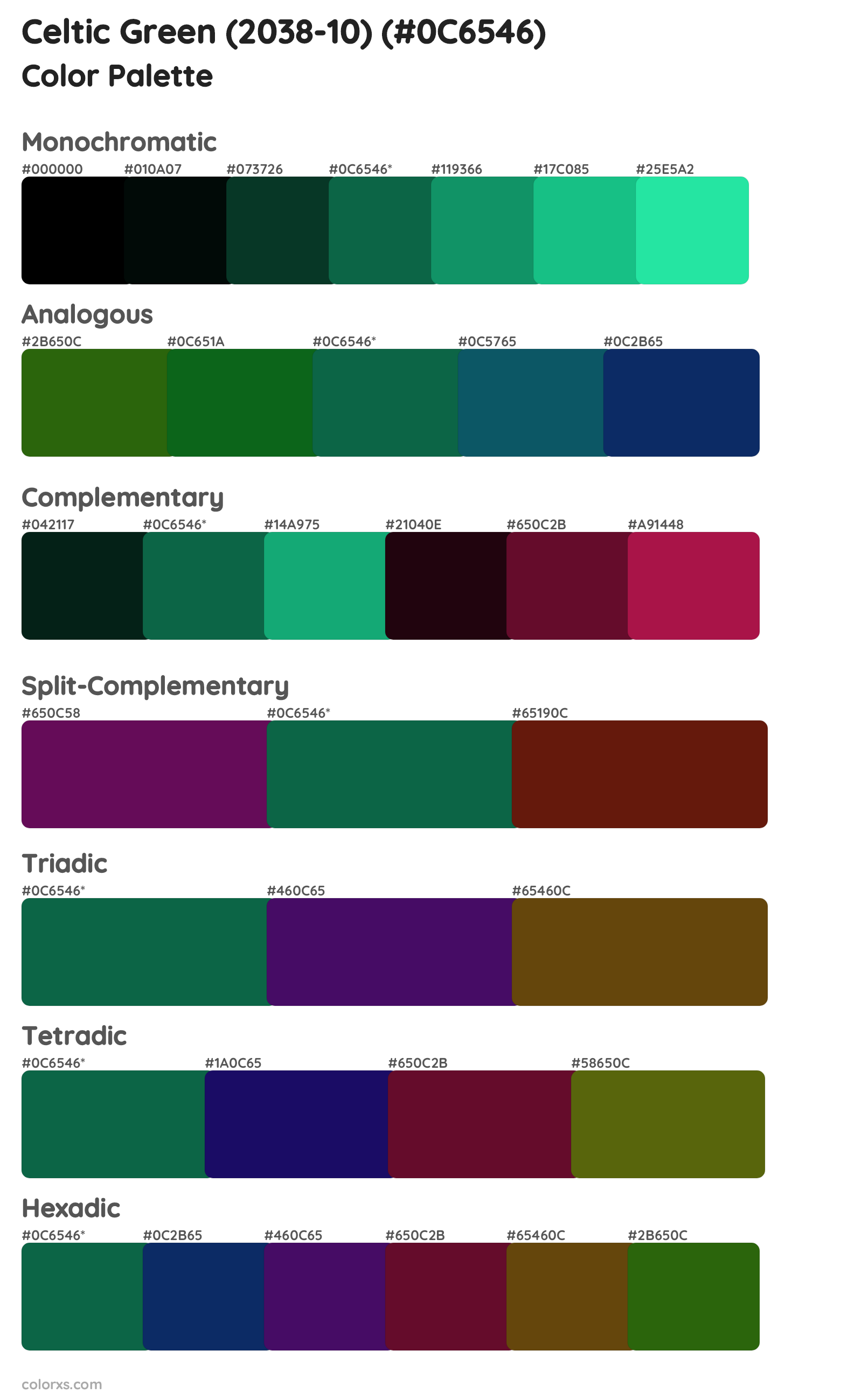 Celtic Green (2038-10) Color Scheme Palettes