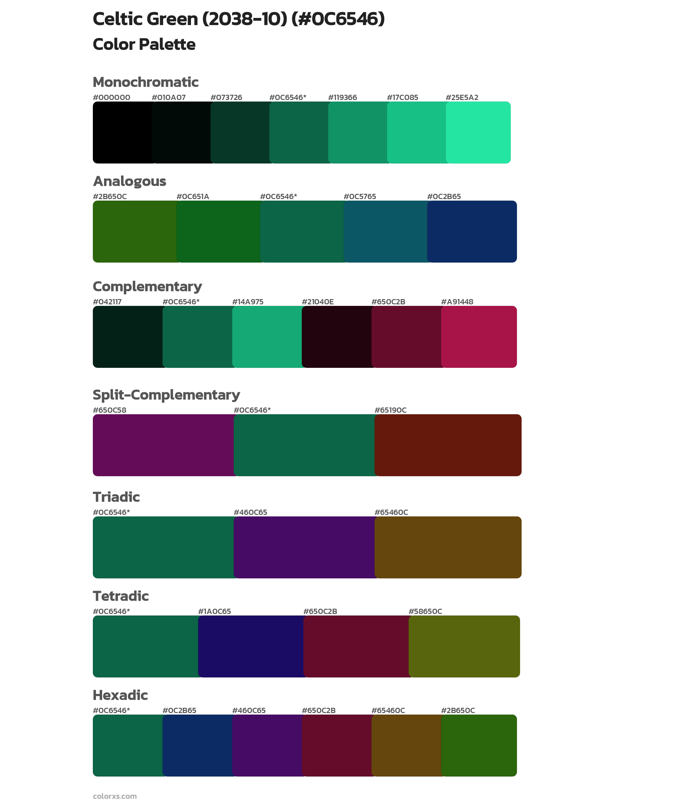 Celtic Green (2038-10) Color Scheme Palettes