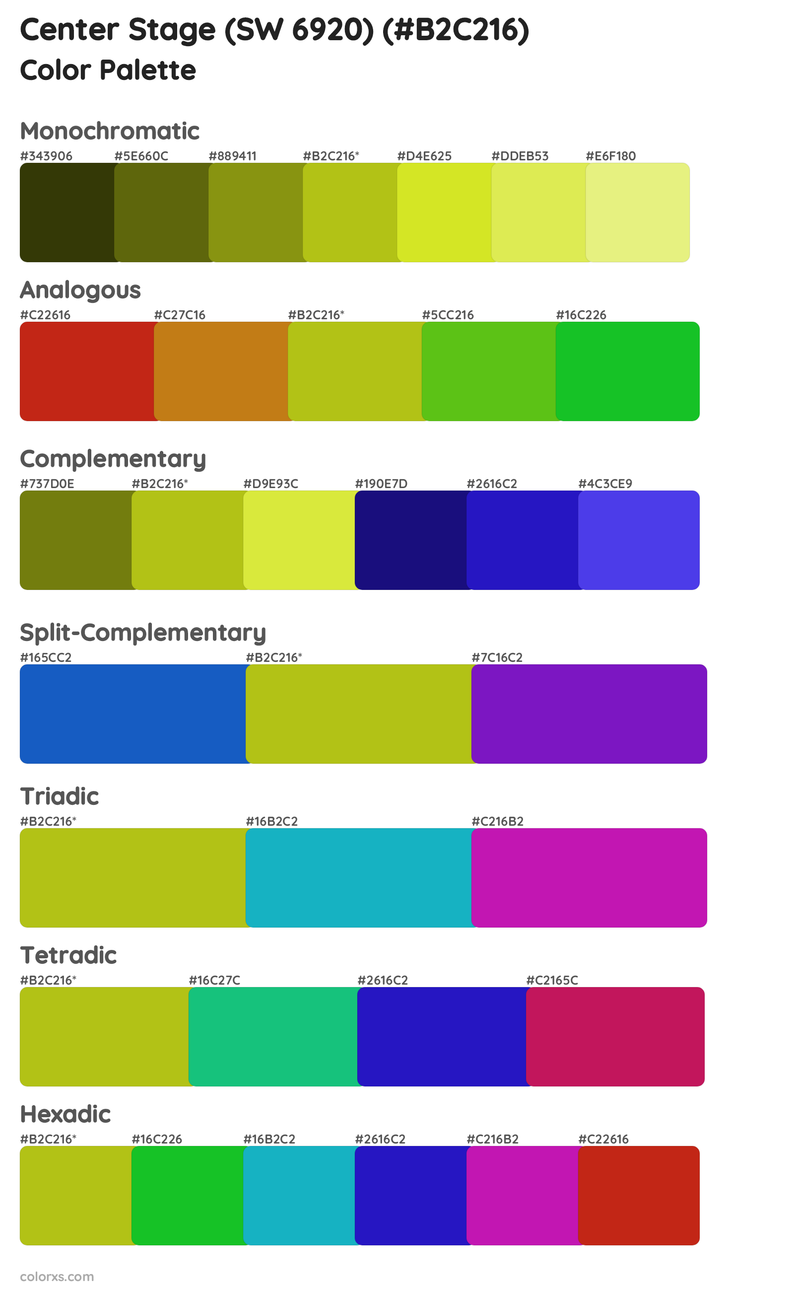 Center Stage (SW 6920) Color Scheme Palettes