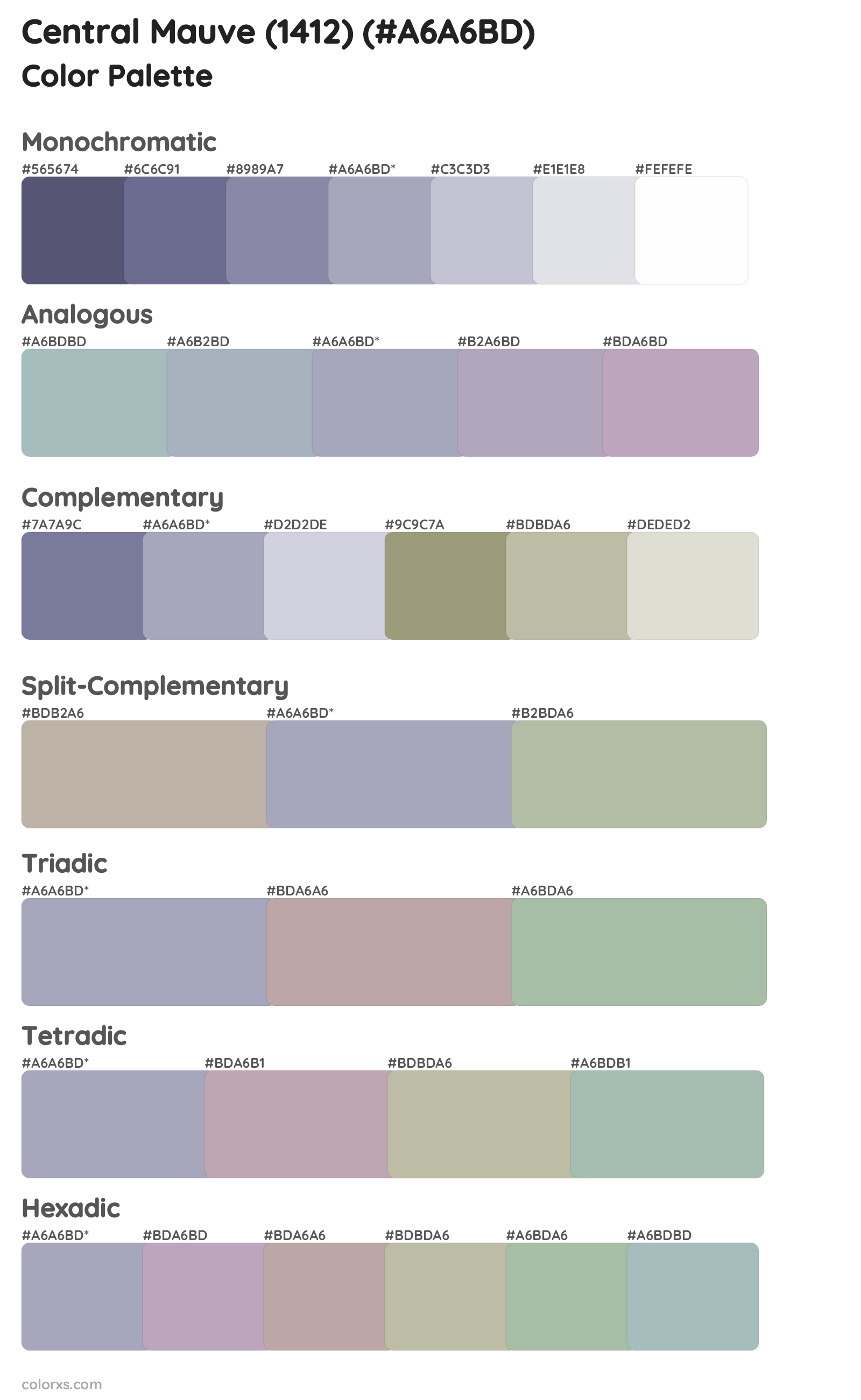 Central Mauve (1412) Color Scheme Palettes