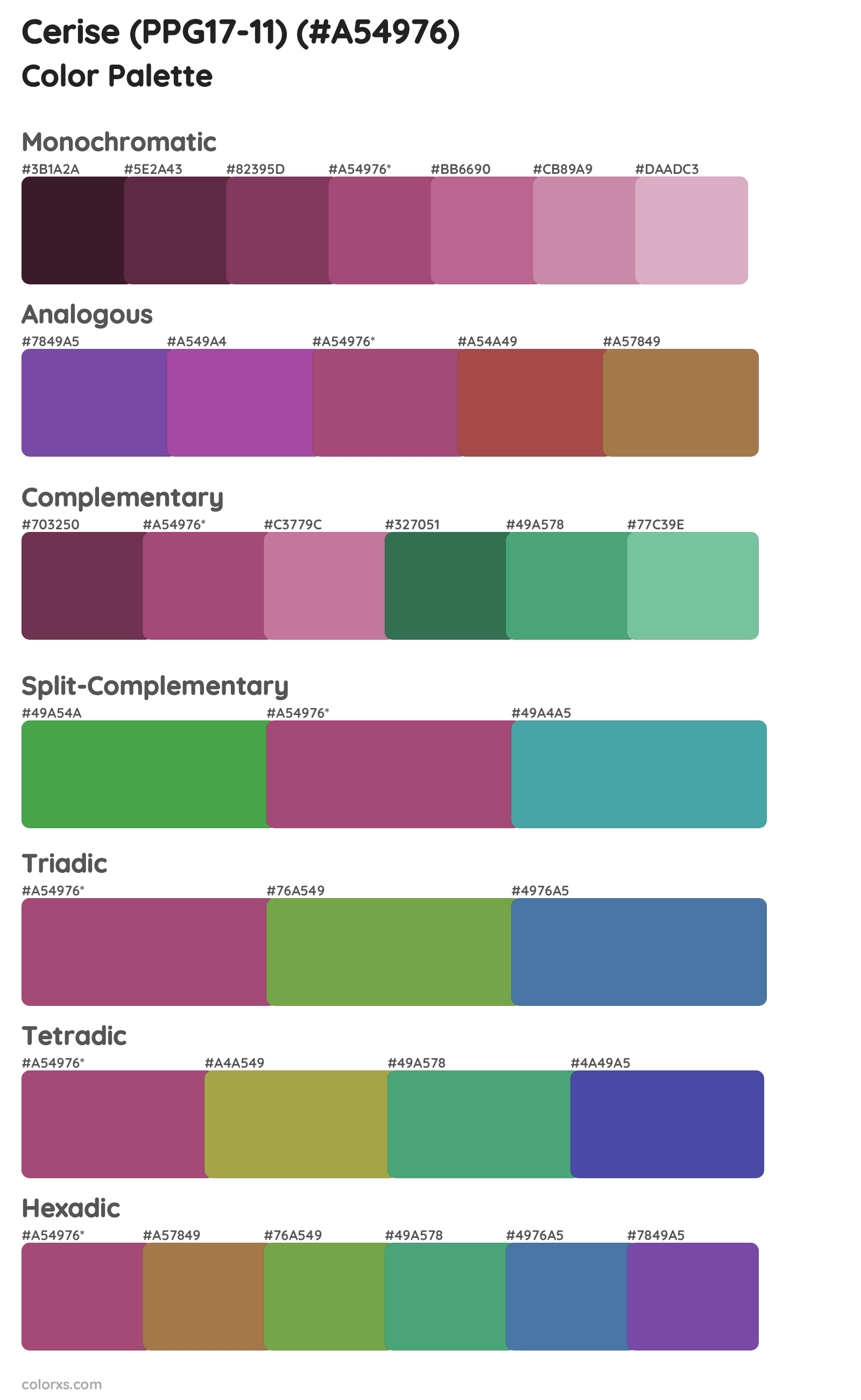 Cerise (PPG17-11) Color Scheme Palettes