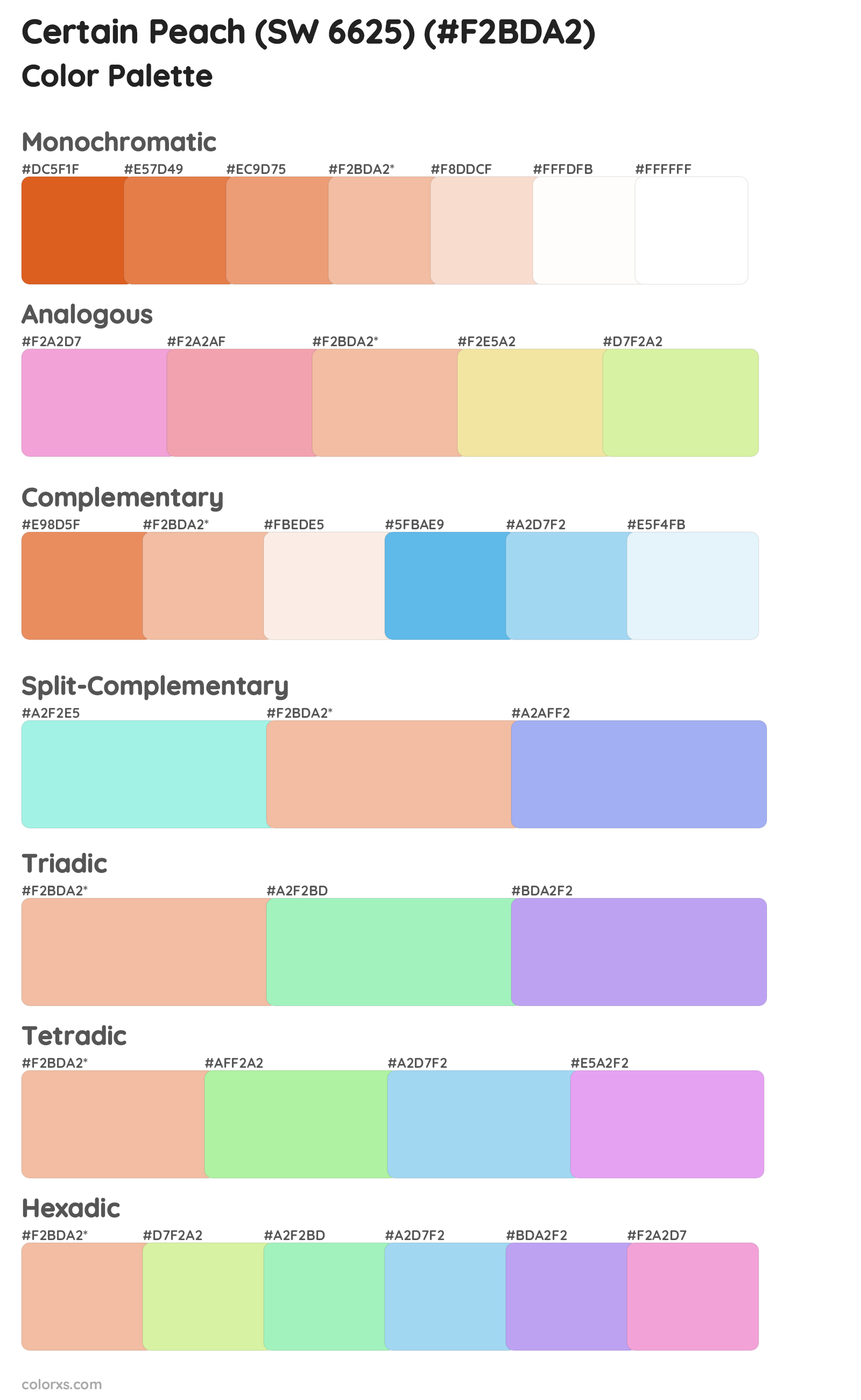 Certain Peach (SW 6625) Color Scheme Palettes