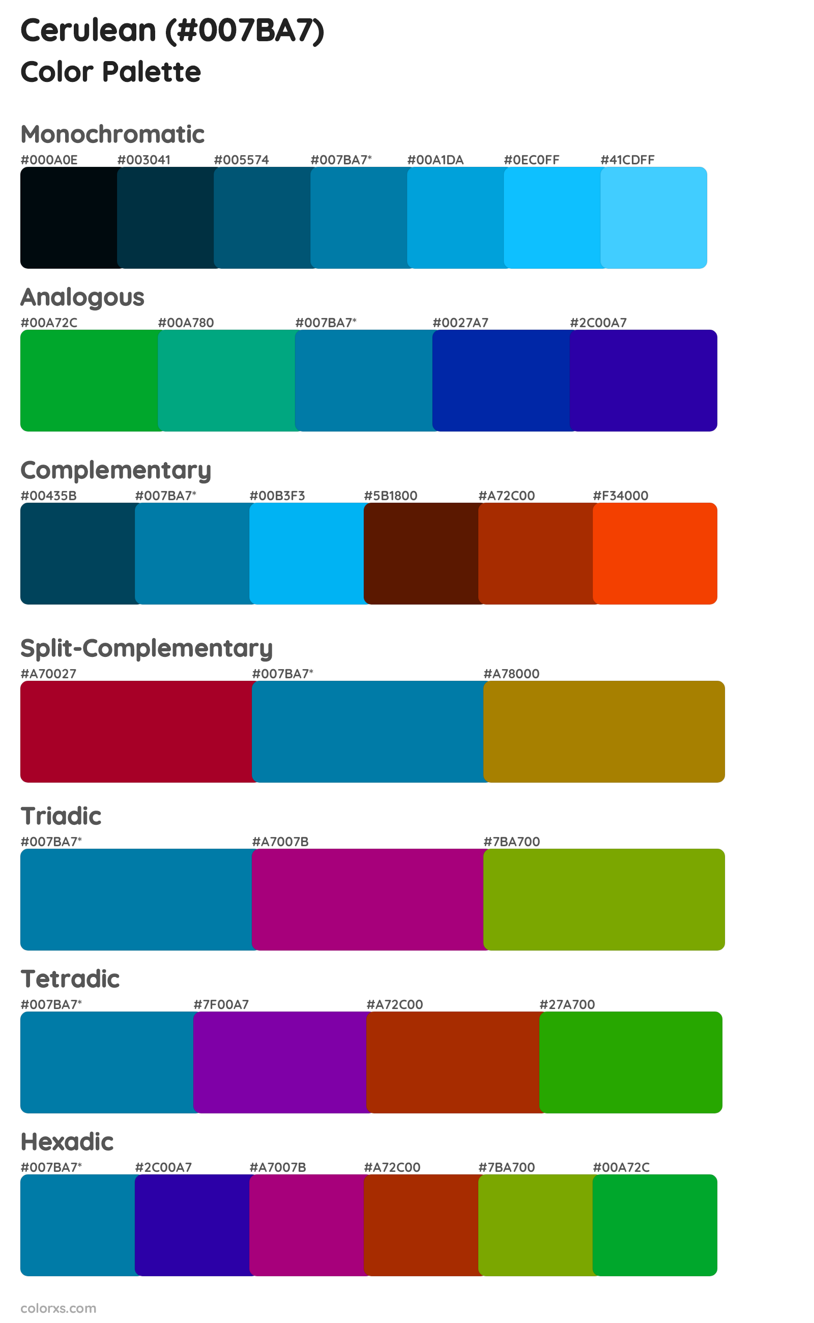 Cerulean Color Scheme Palettes