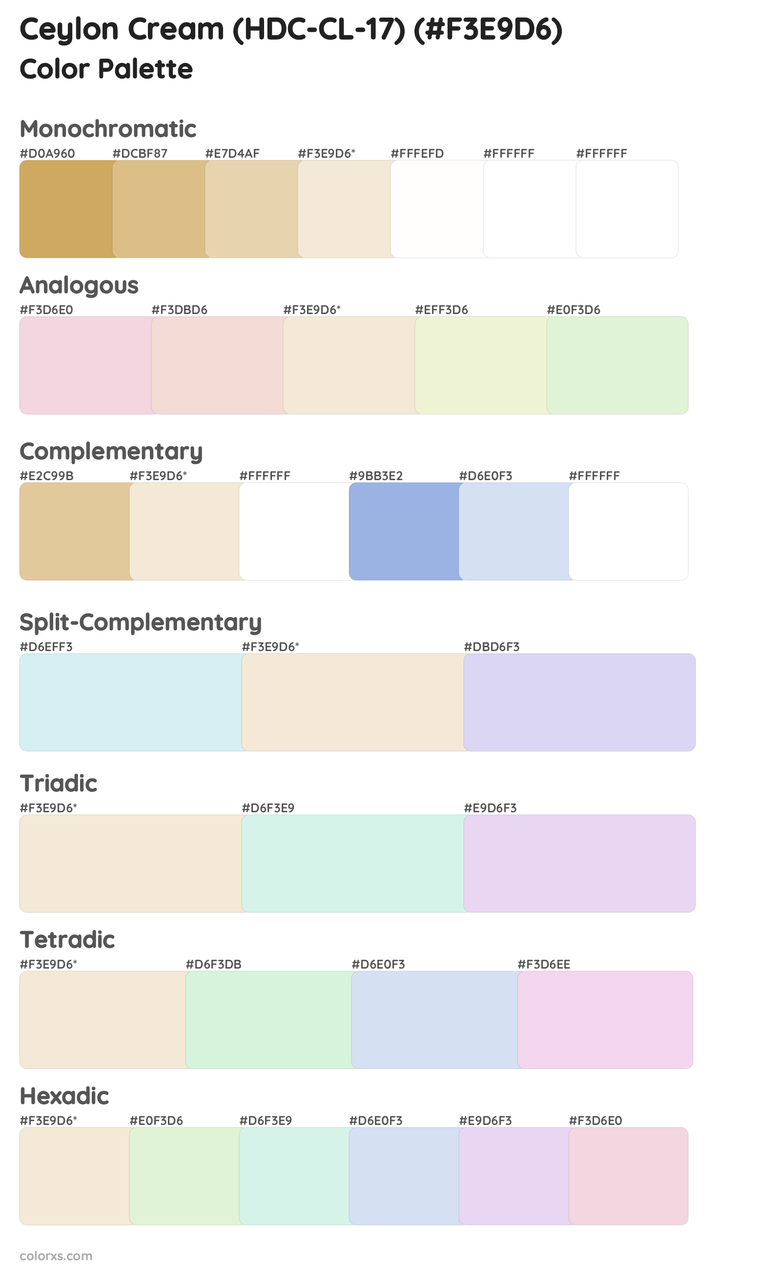 Ceylon Cream (HDC-CL-17) Color Scheme Palettes