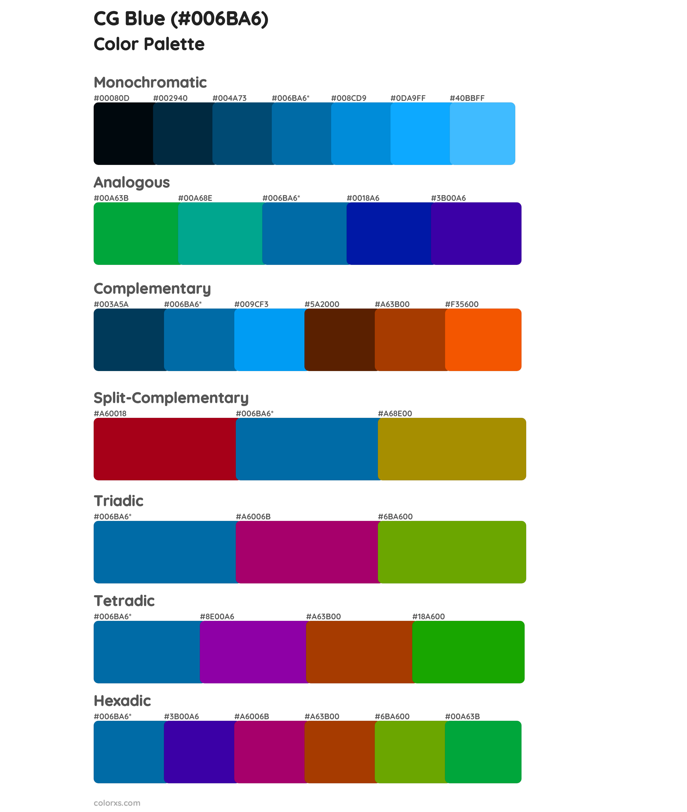 CG Blue Color Scheme Palettes