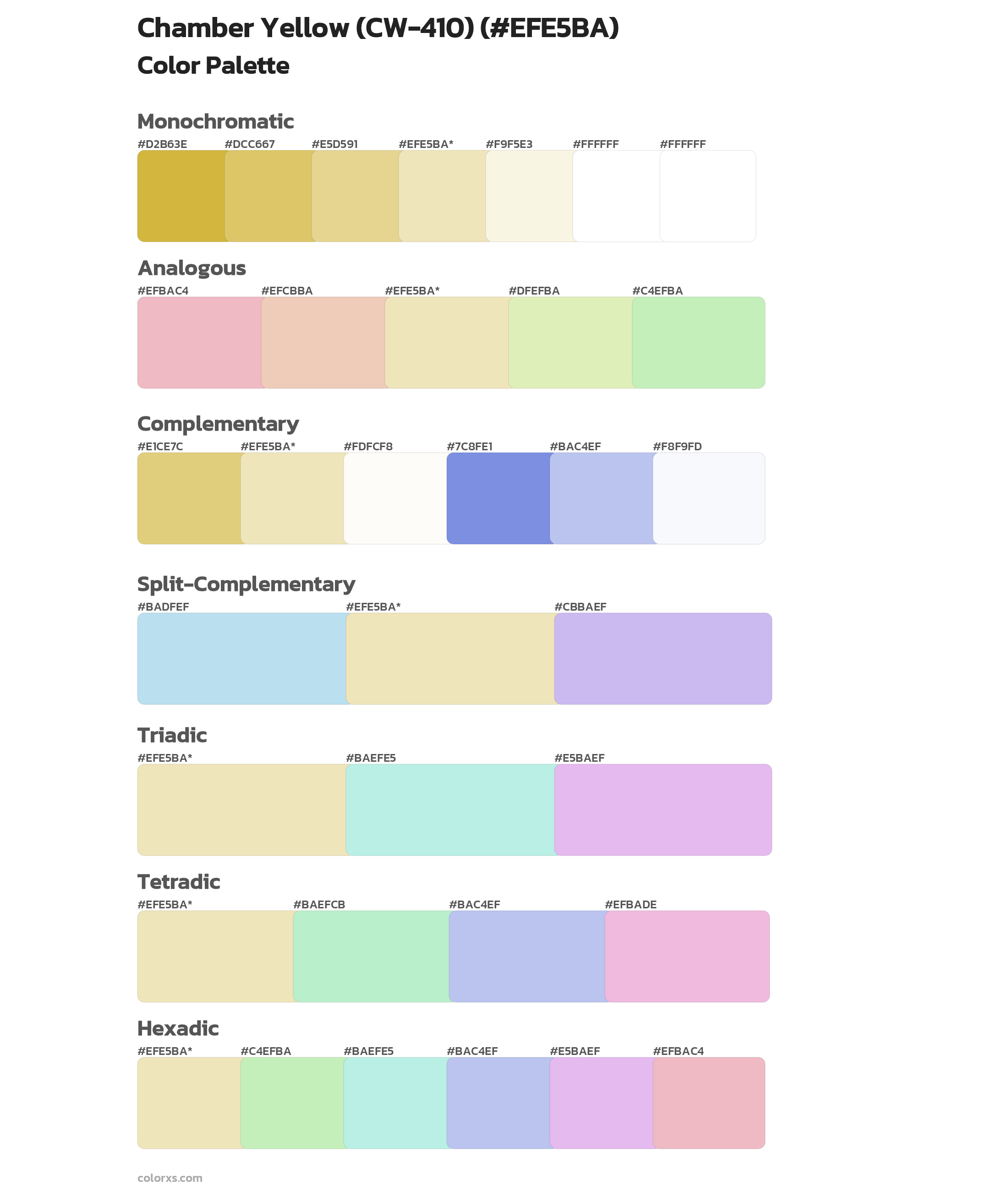 Chamber Yellow (CW-410) Color Scheme Palettes