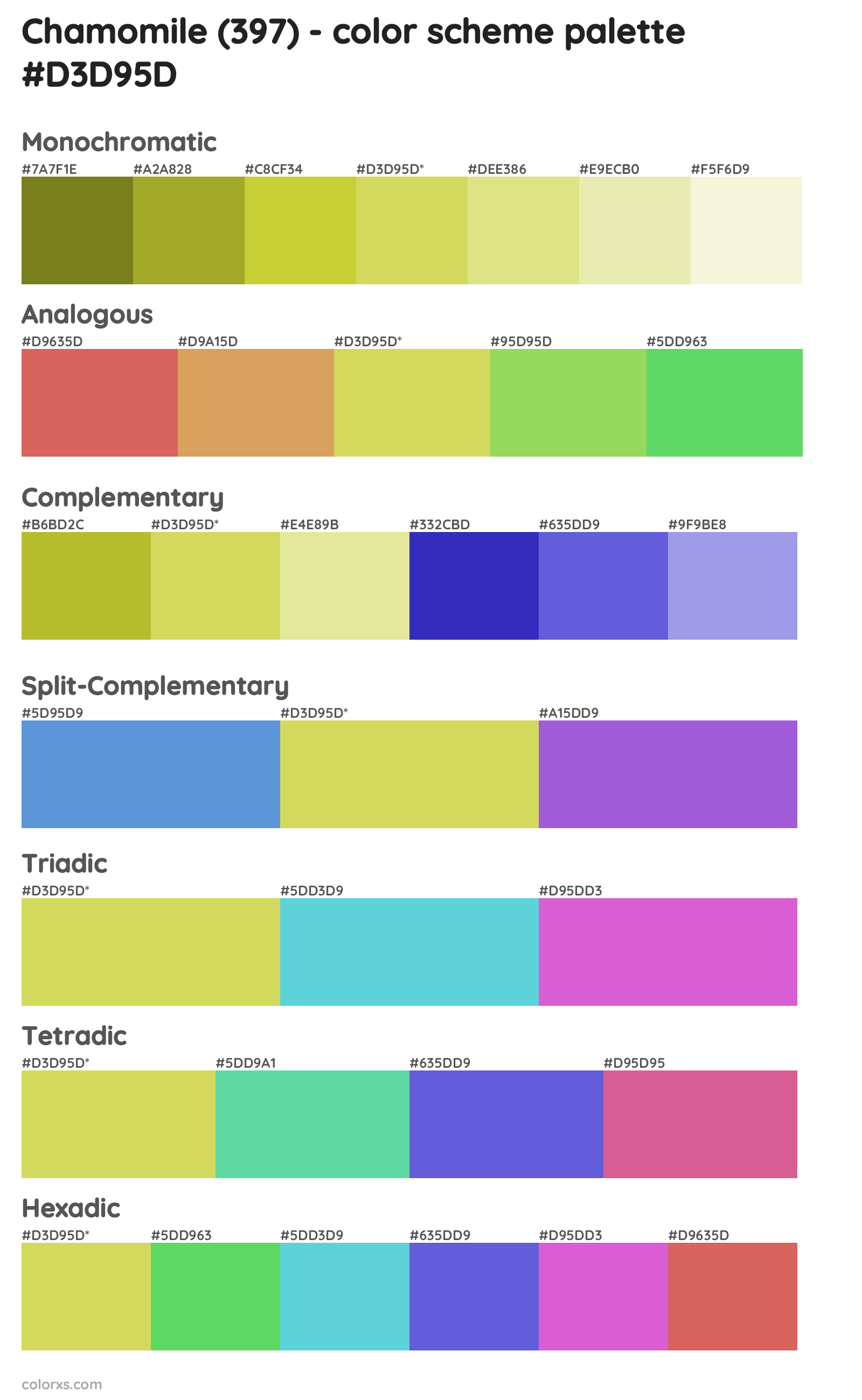 Chamomile (397) Color Scheme Palettes