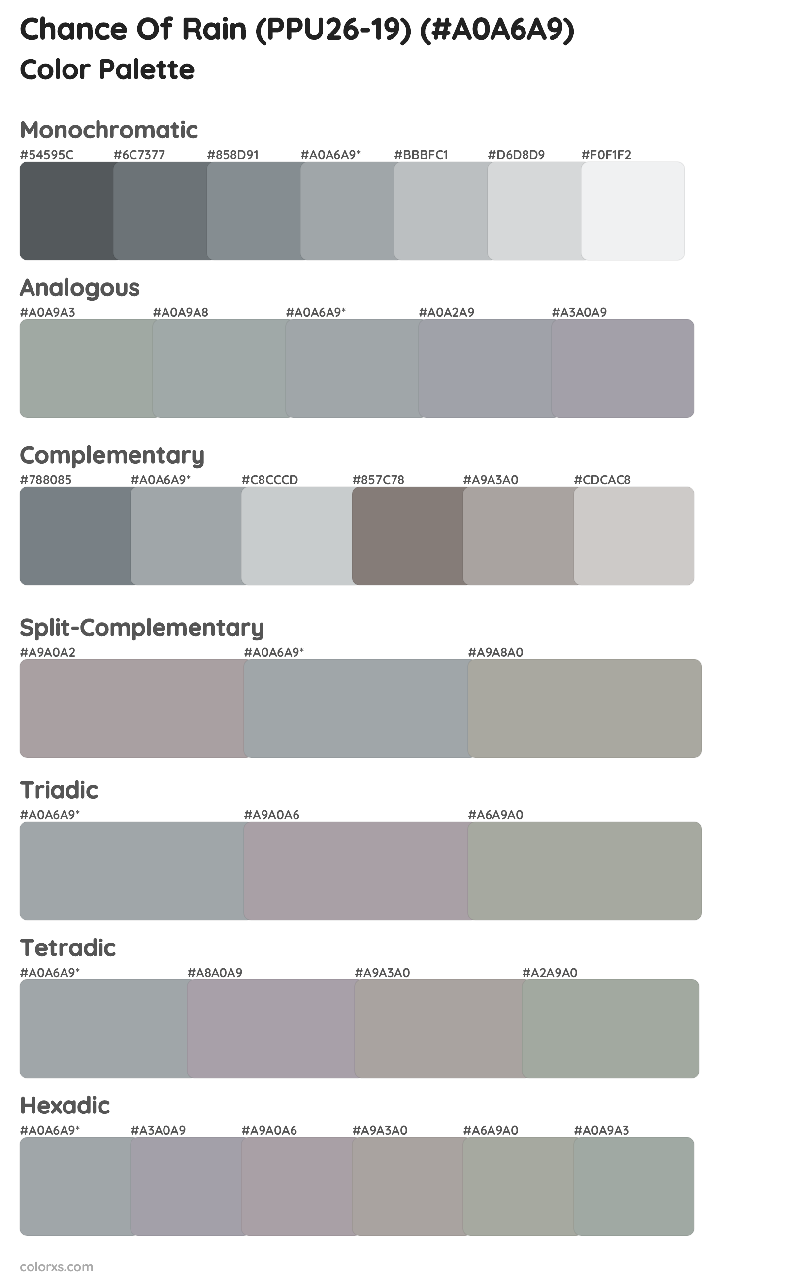 Chance Of Rain (PPU26-19) Color Scheme Palettes