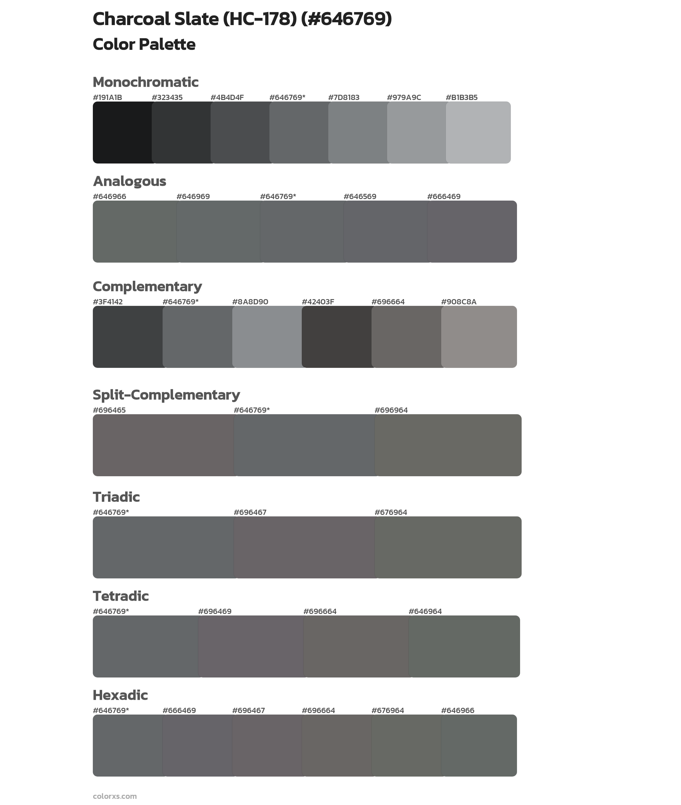 Charcoal Slate (HC-178) Color Scheme Palettes