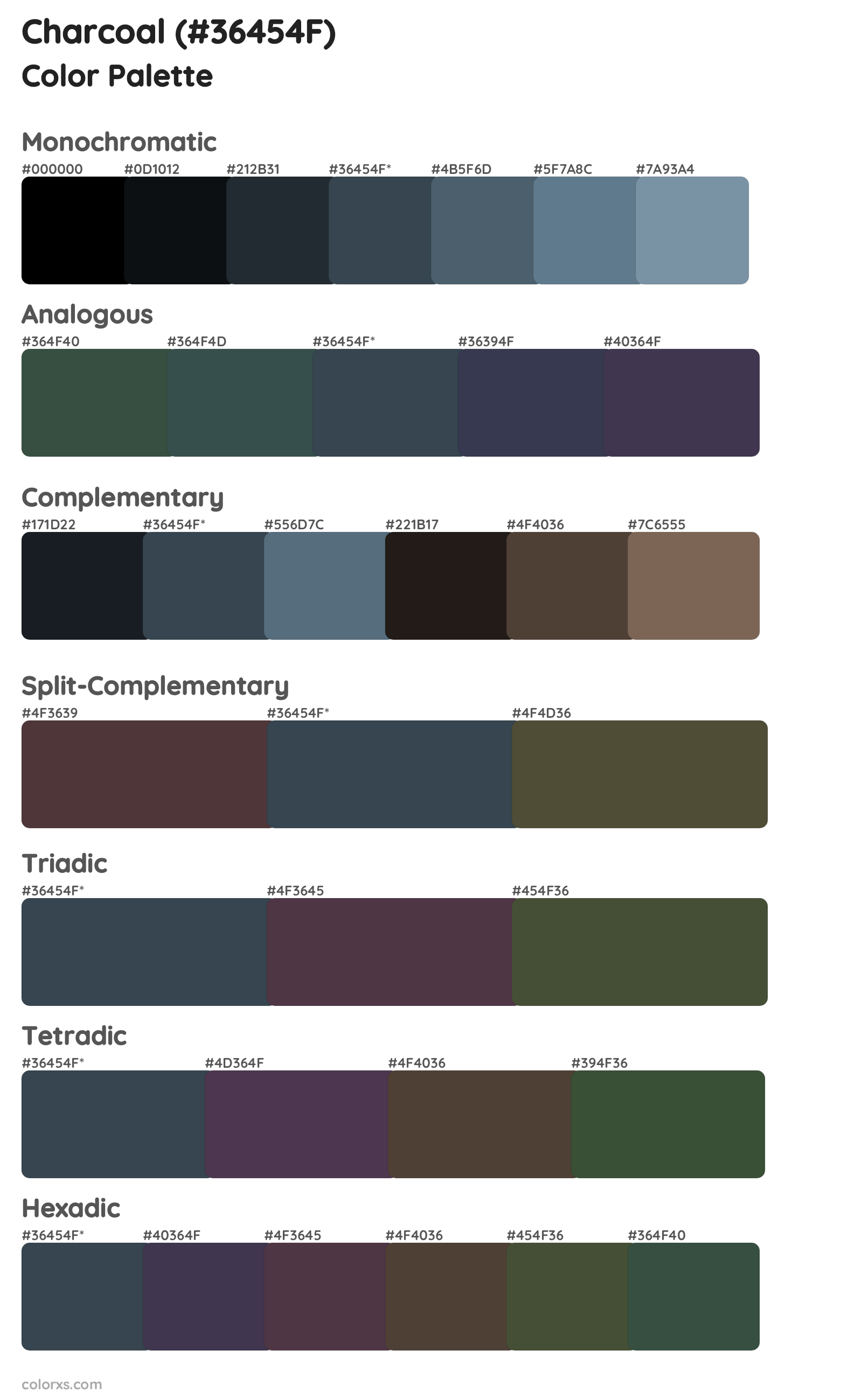 Charcoal Color Scheme Palettes