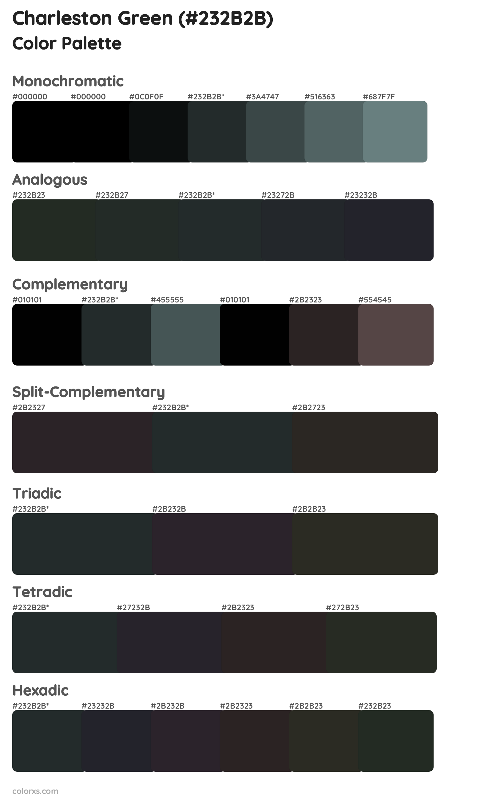 Charleston Green Color Scheme Palettes