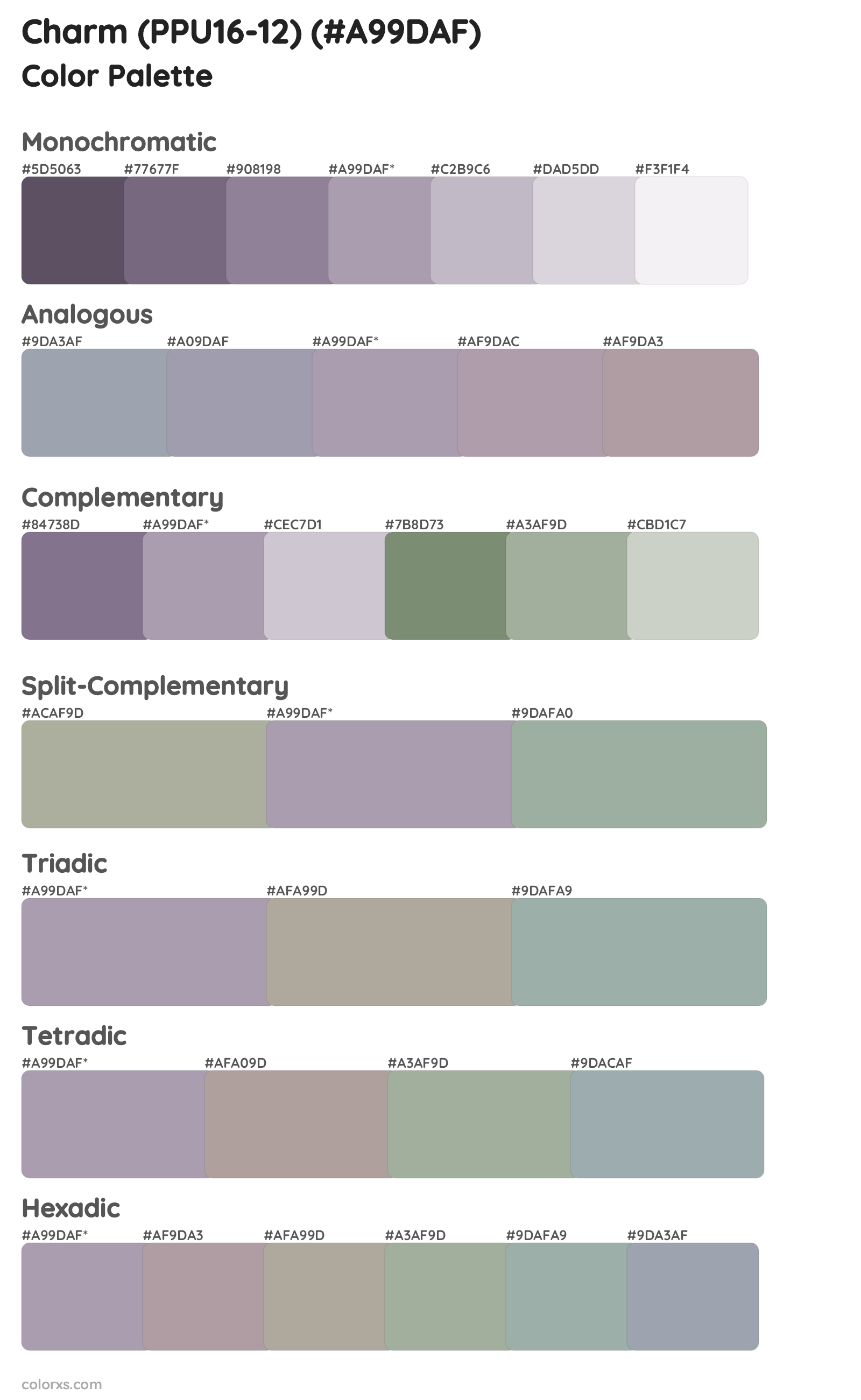 Charm (PPU16-12) Color Scheme Palettes