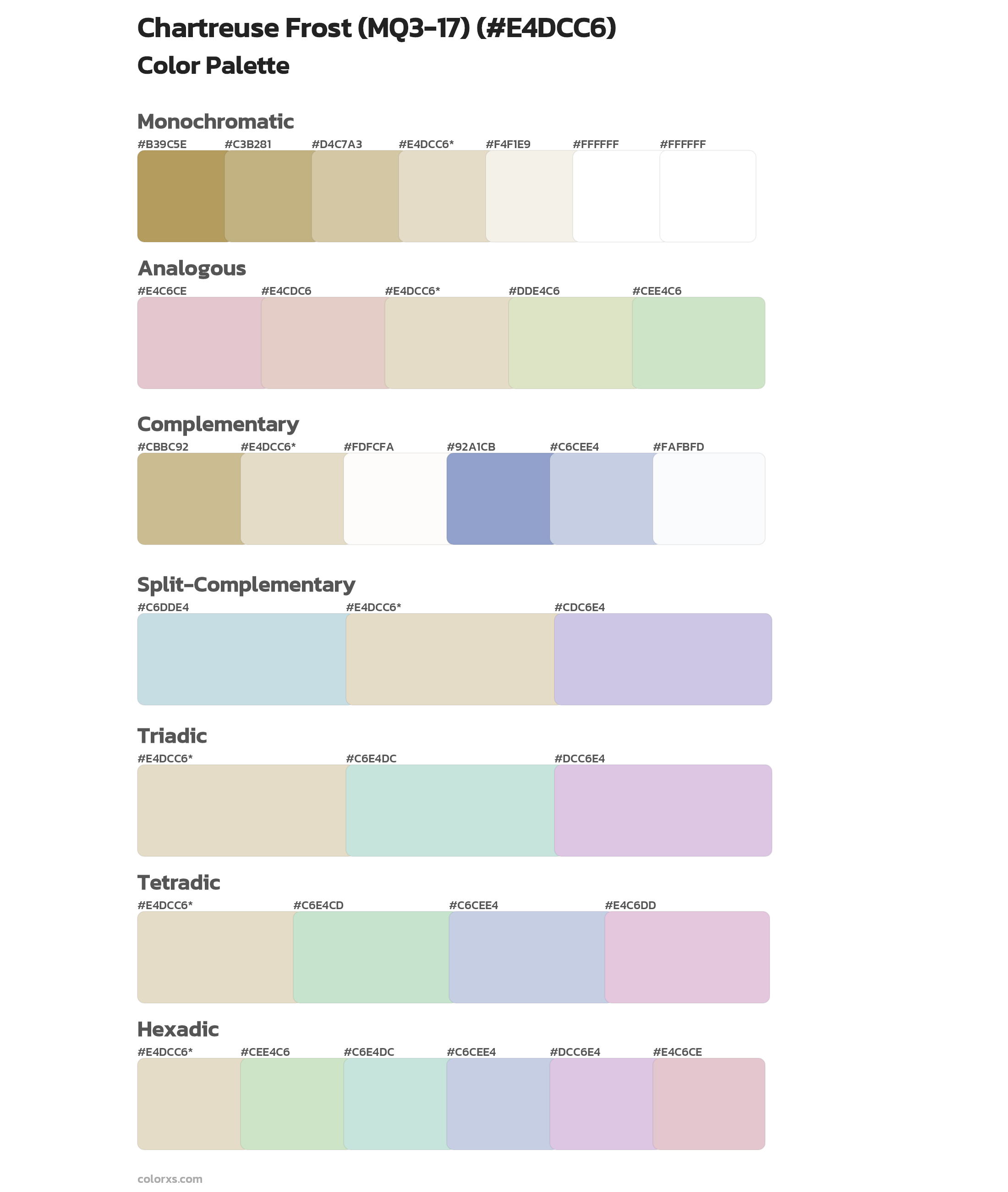 Chartreuse Frost (MQ3-17) Color Scheme Palettes