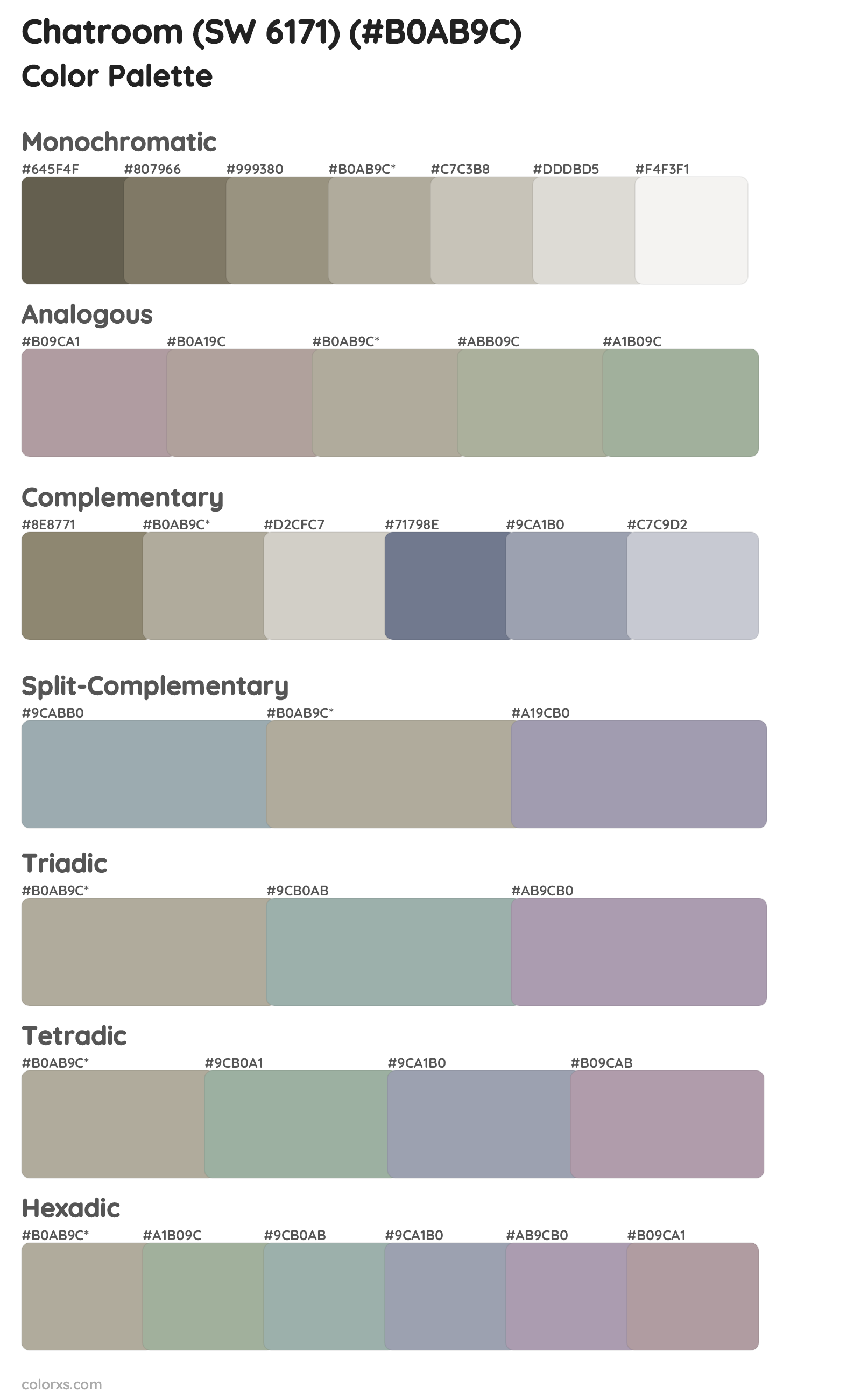 Chatroom (SW 6171) Color Scheme Palettes