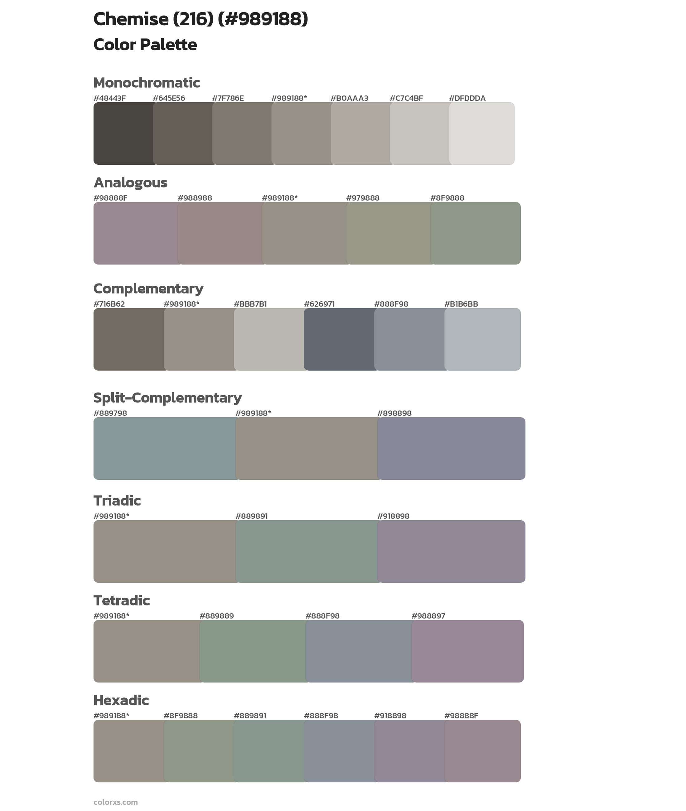 Chemise (216) Color Scheme Palettes