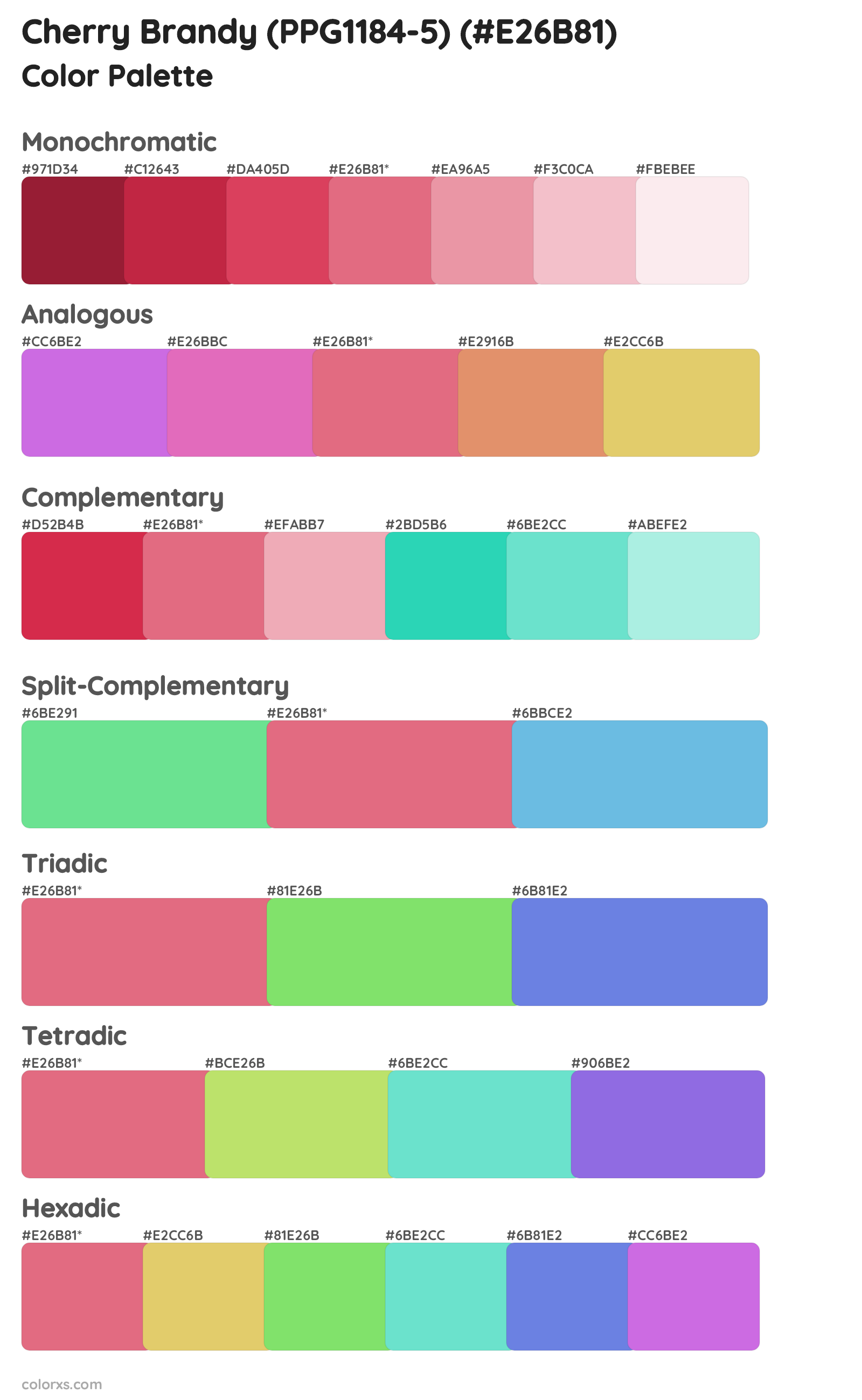 Cherry Brandy (PPG1184-5) Color Scheme Palettes