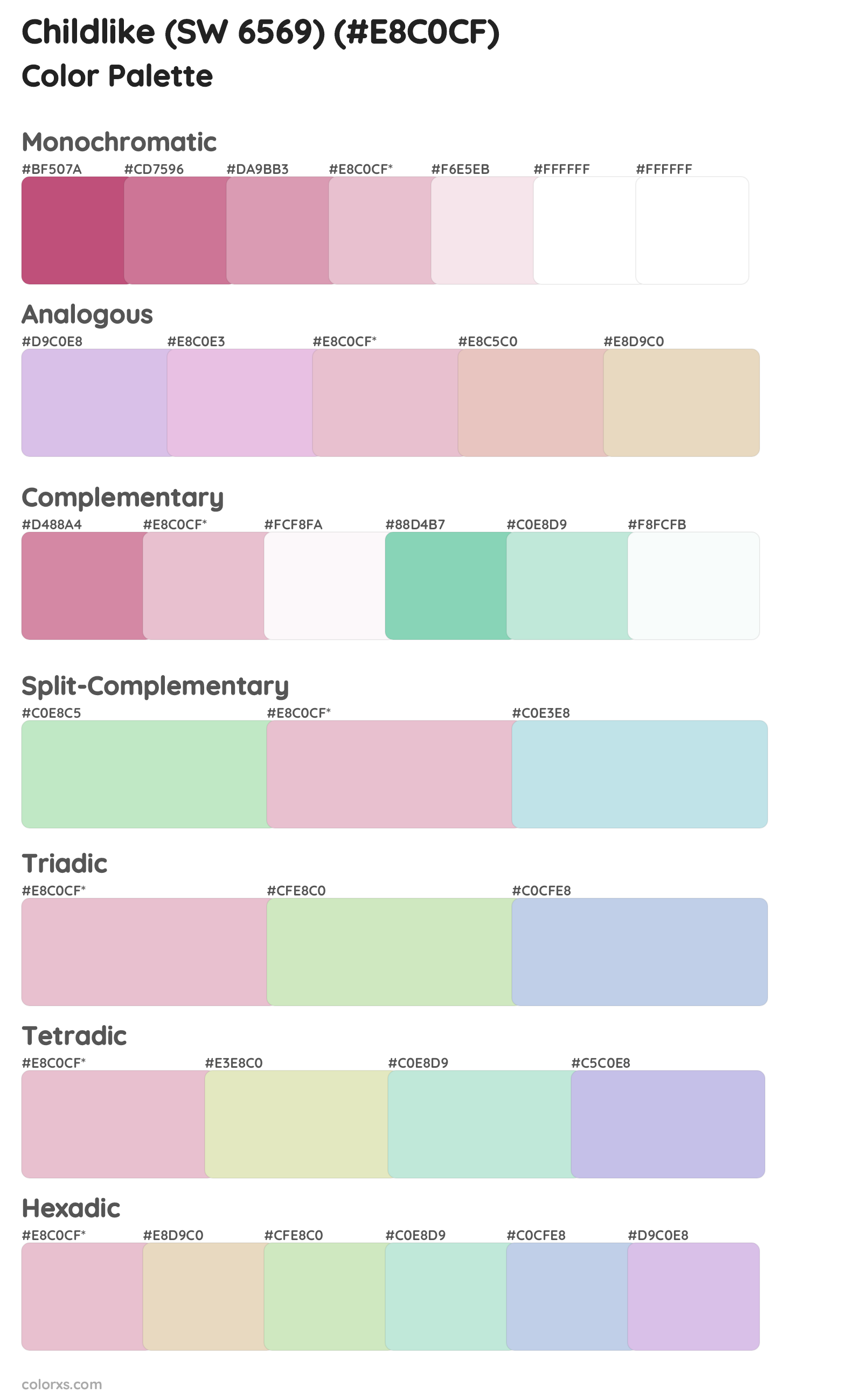 Childlike (SW 6569) Color Scheme Palettes