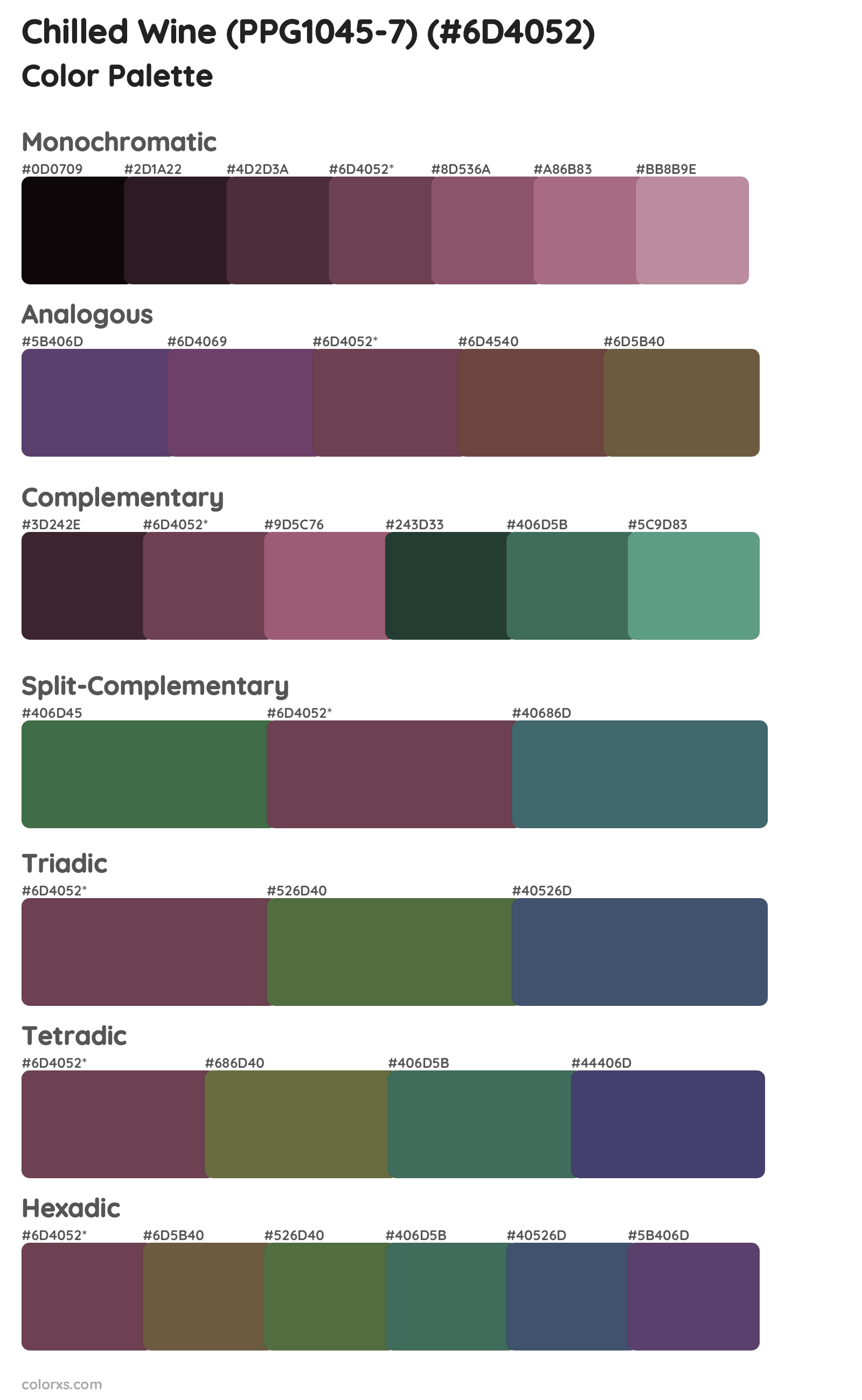 Chilled Wine (PPG1045-7) Color Scheme Palettes