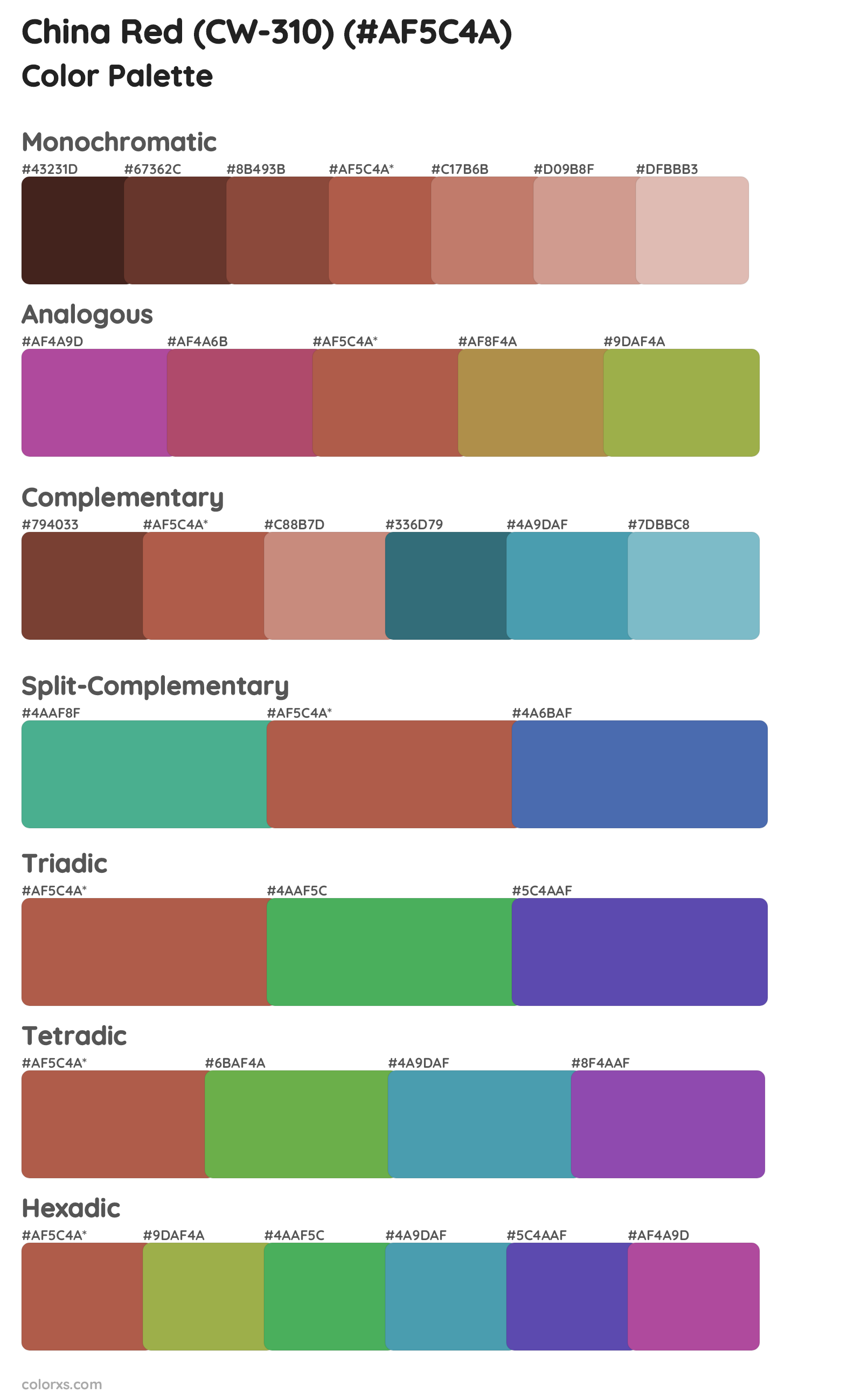 China Red (CW-310) Color Scheme Palettes