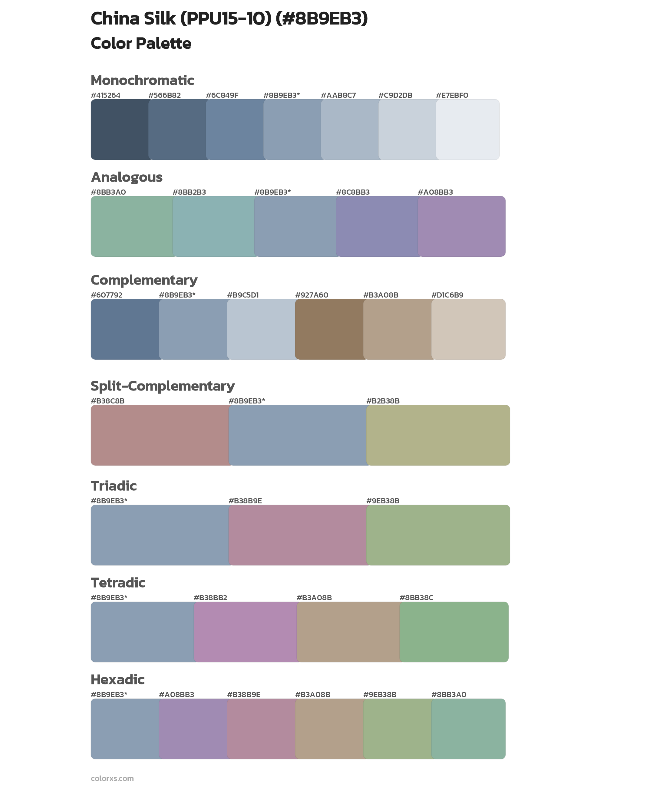 China Silk (PPU15-10) Color Scheme Palettes