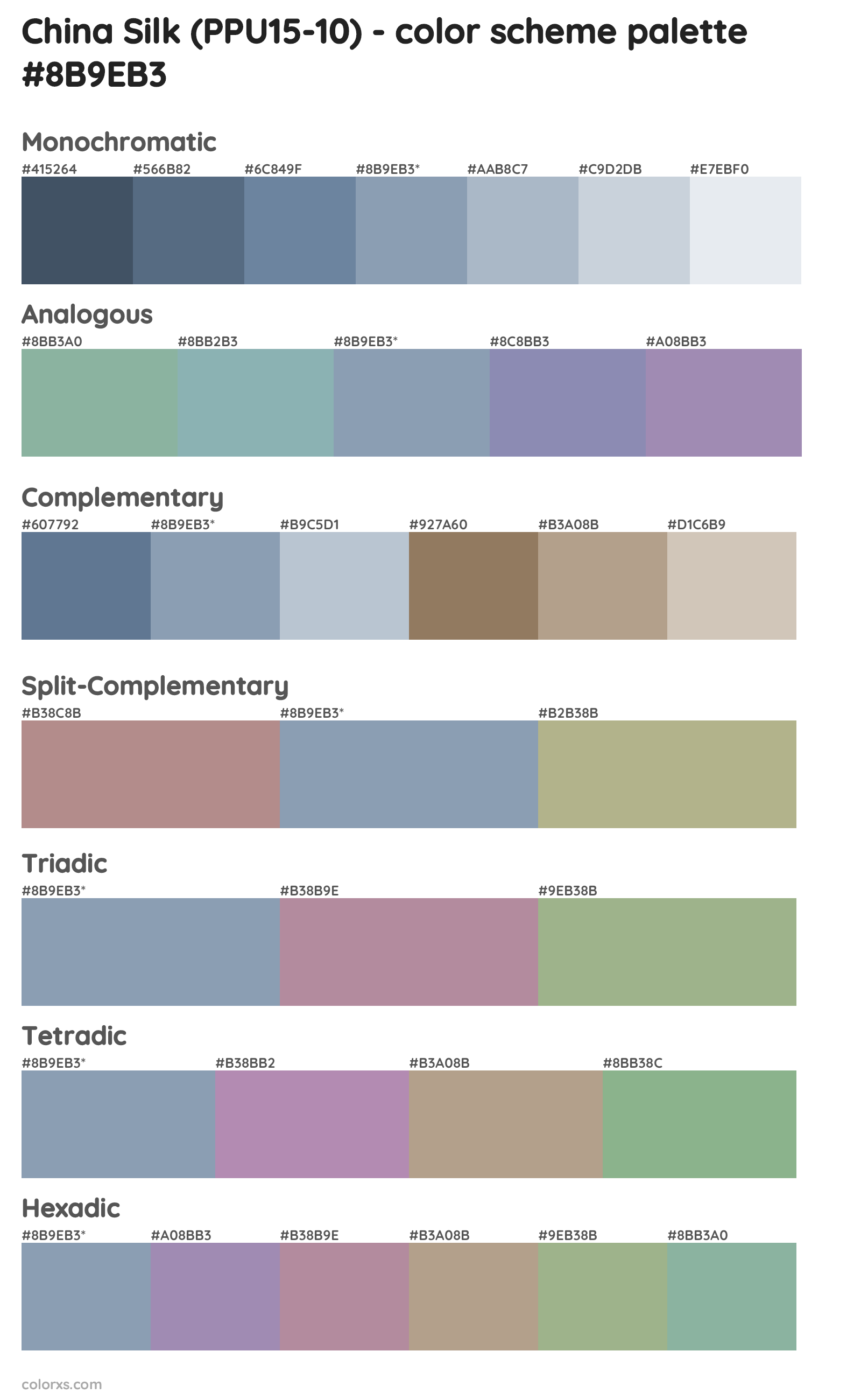 China Silk (PPU15-10) Color Scheme Palettes