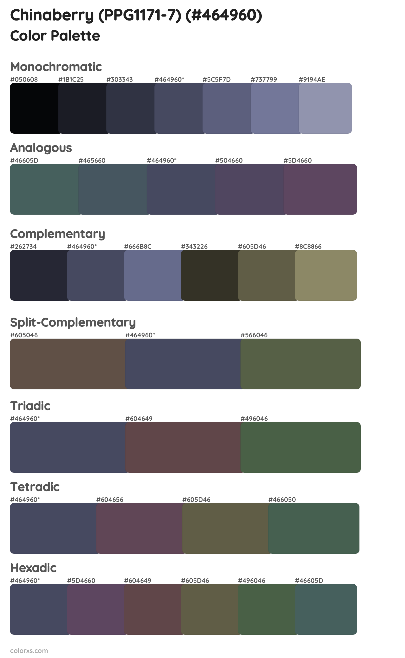 Chinaberry (PPG1171-7) Color Scheme Palettes