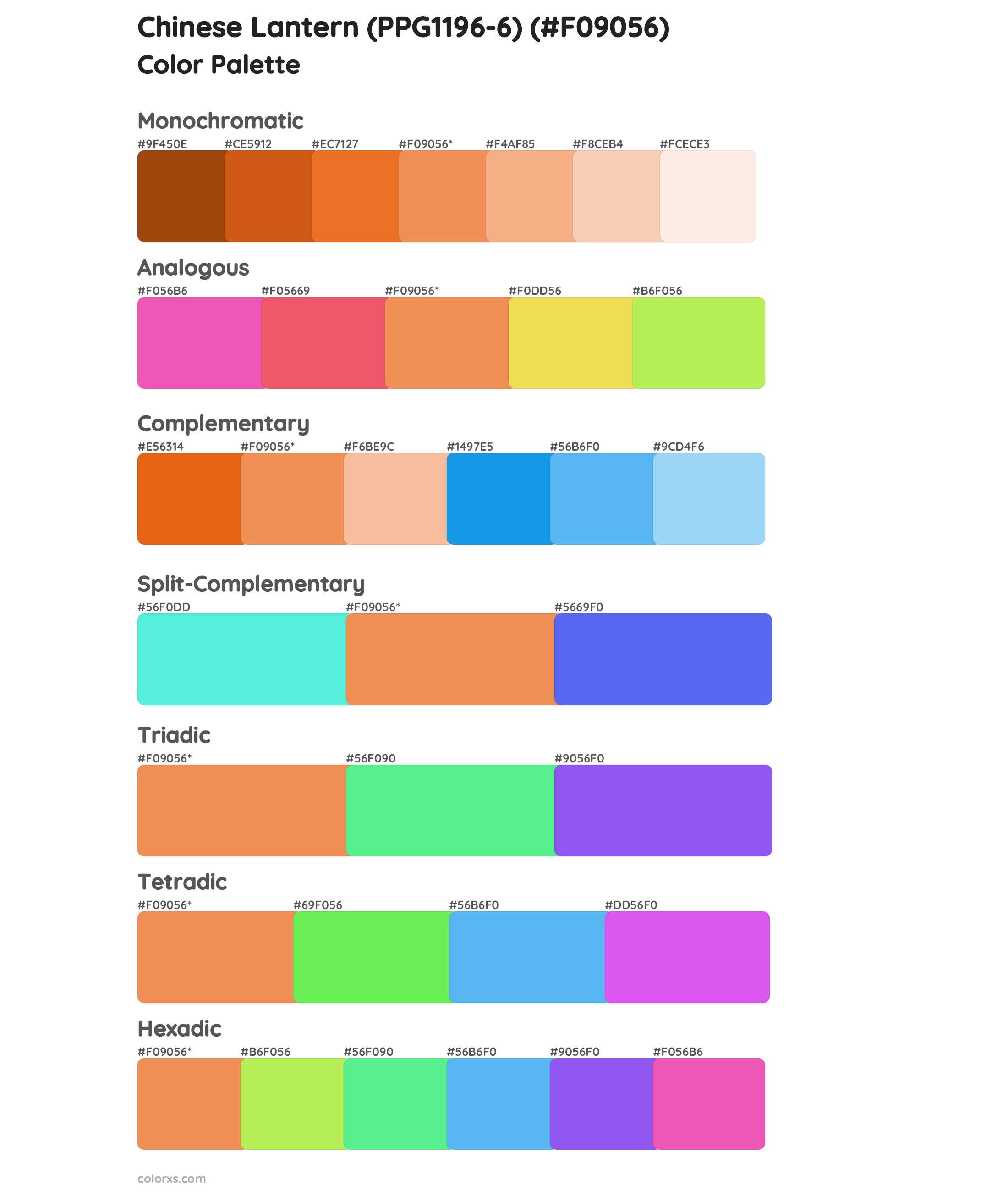 Chinese Lantern (PPG1196-6) Color Scheme Palettes