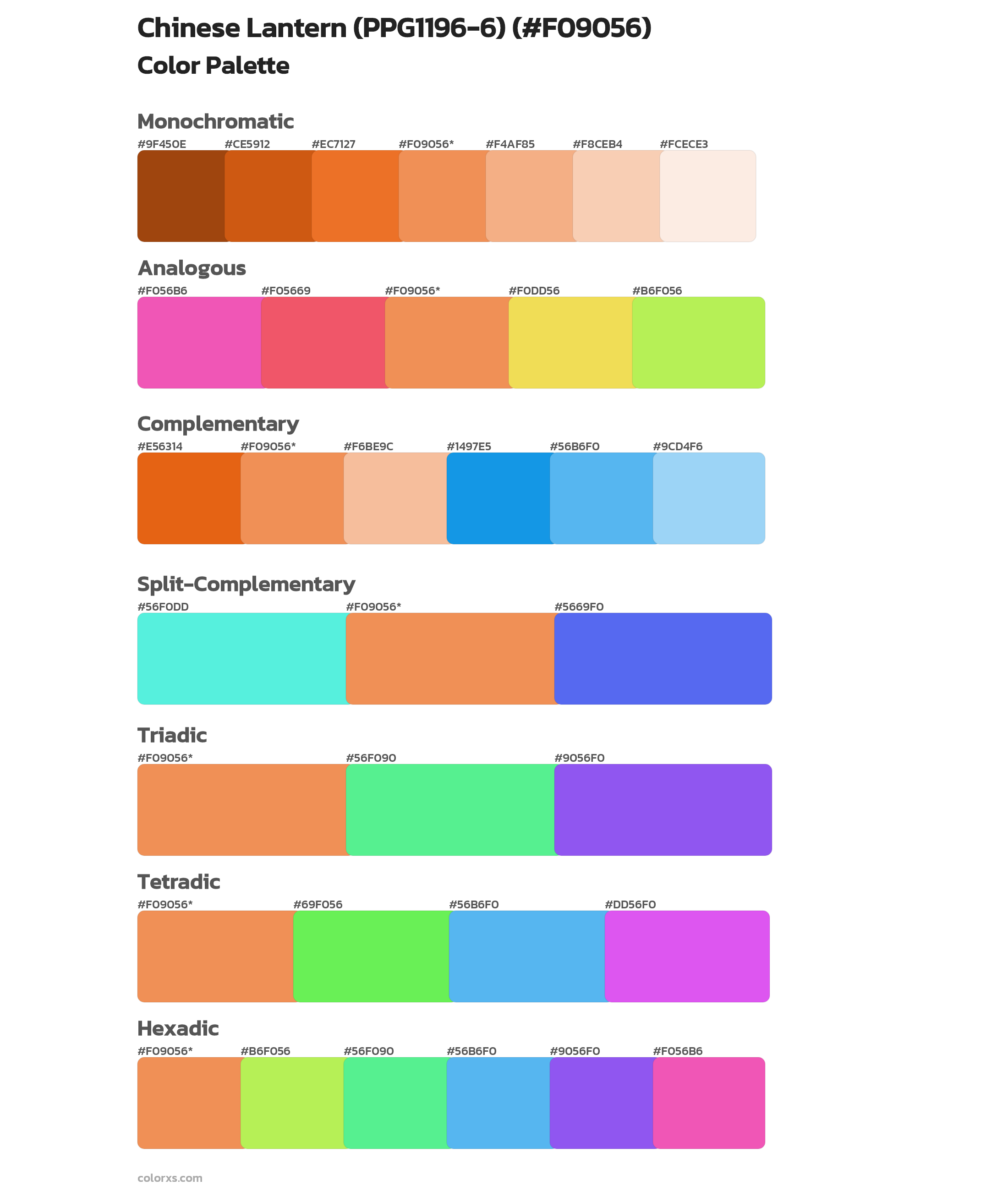 Chinese Lantern (PPG1196-6) Color Scheme Palettes
