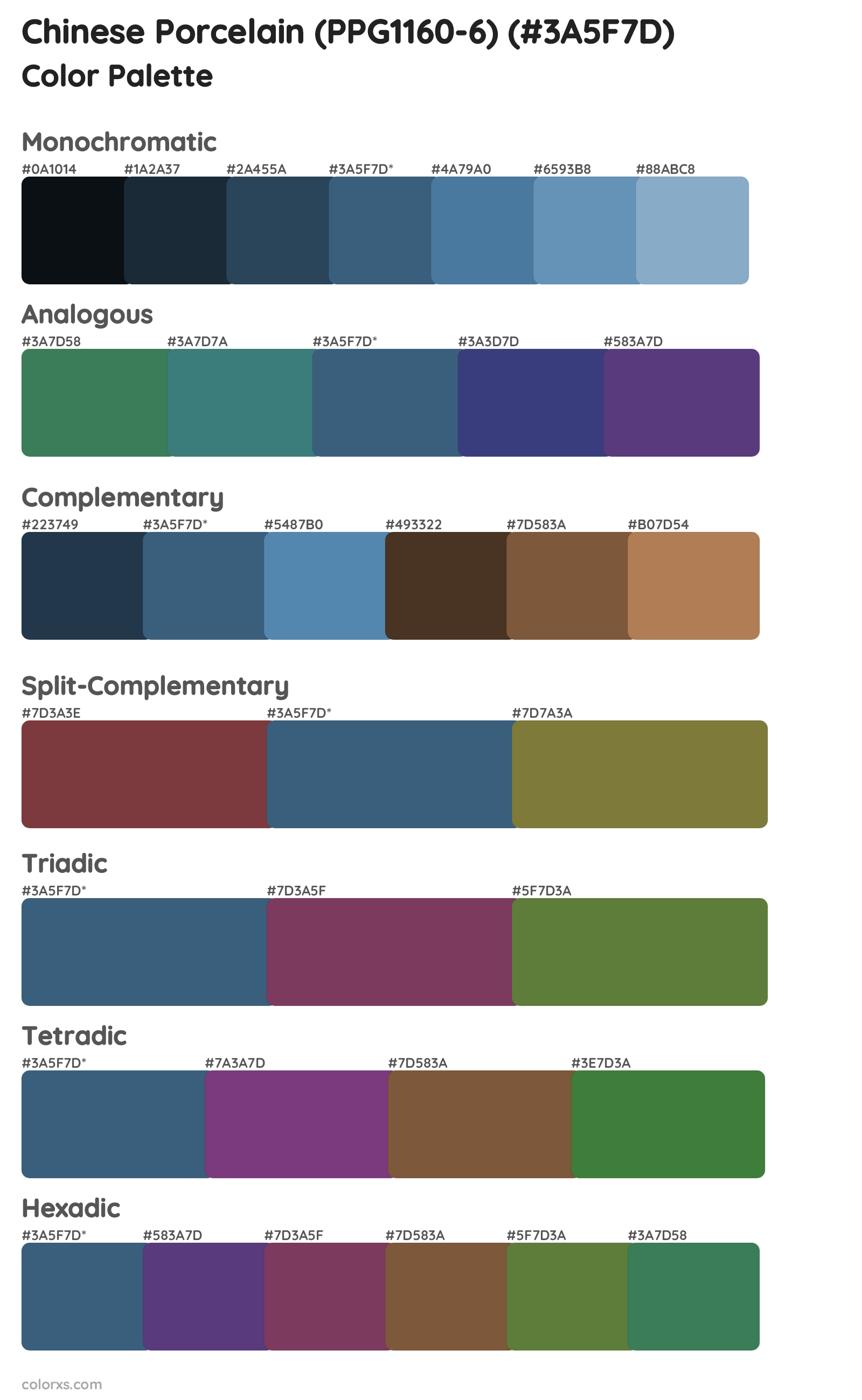 Chinese Porcelain (PPG1160-6) Color Scheme Palettes