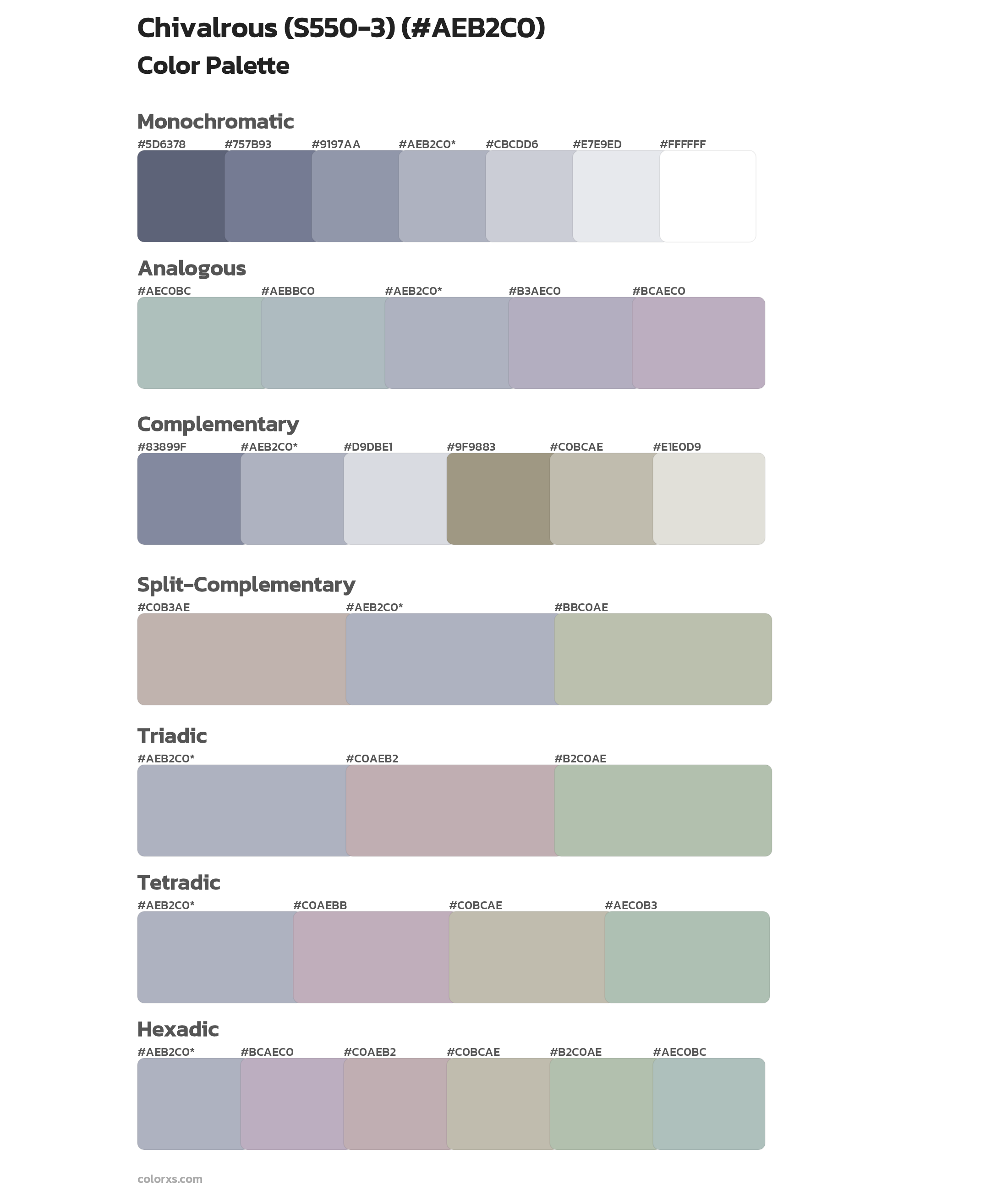 Chivalrous (S550-3) Color Scheme Palettes