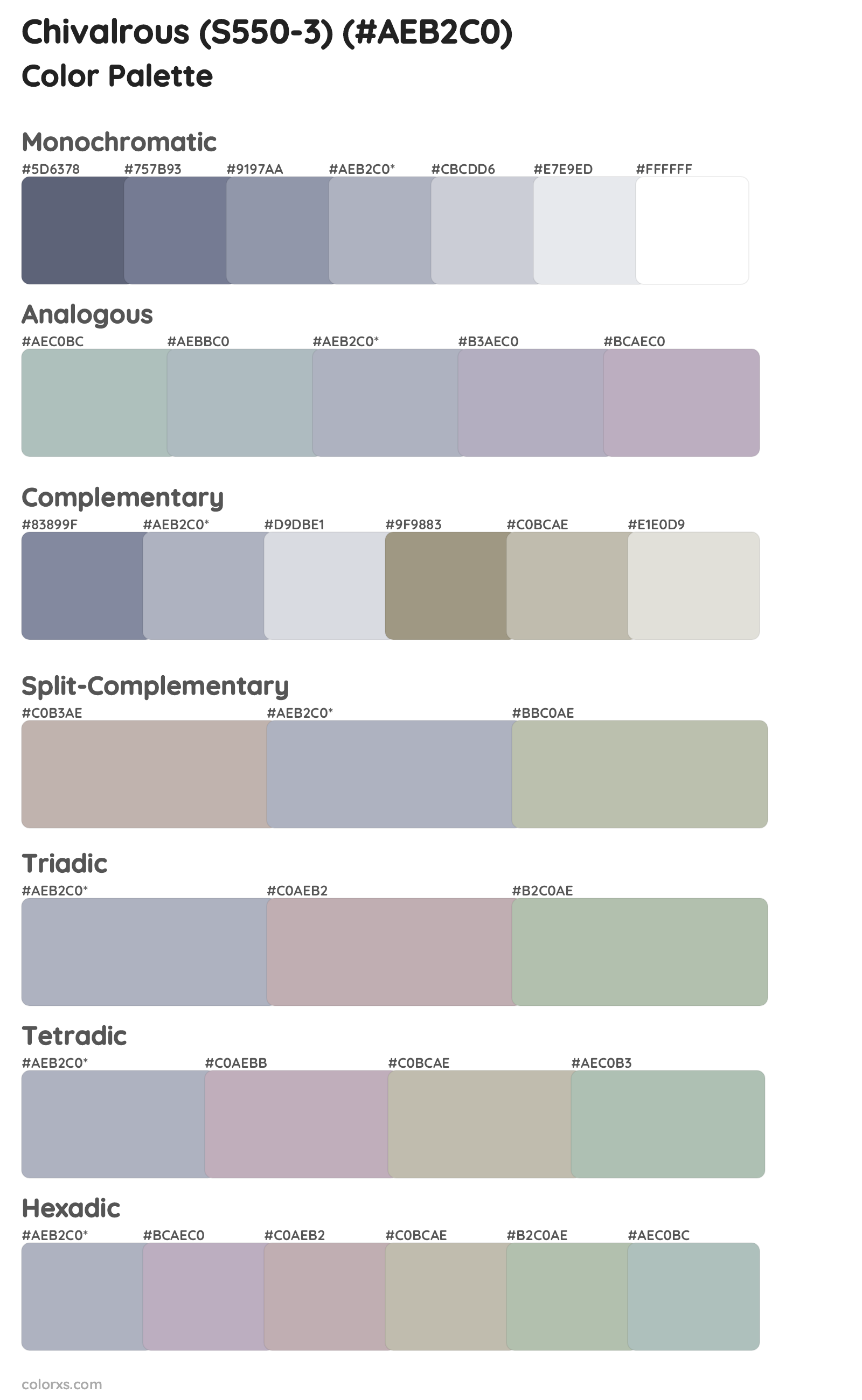 Chivalrous (S550-3) Color Scheme Palettes