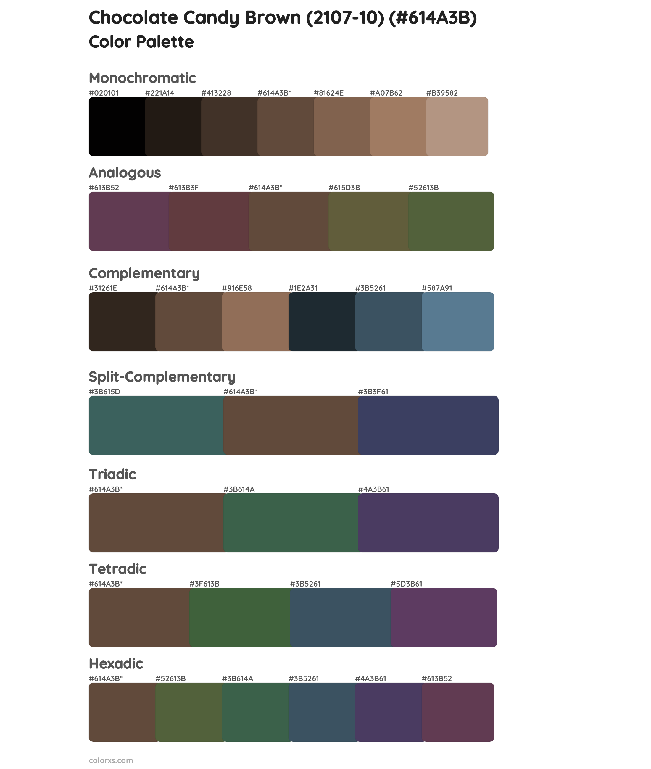 Chocolate Candy Brown (2107-10) Color Scheme Palettes