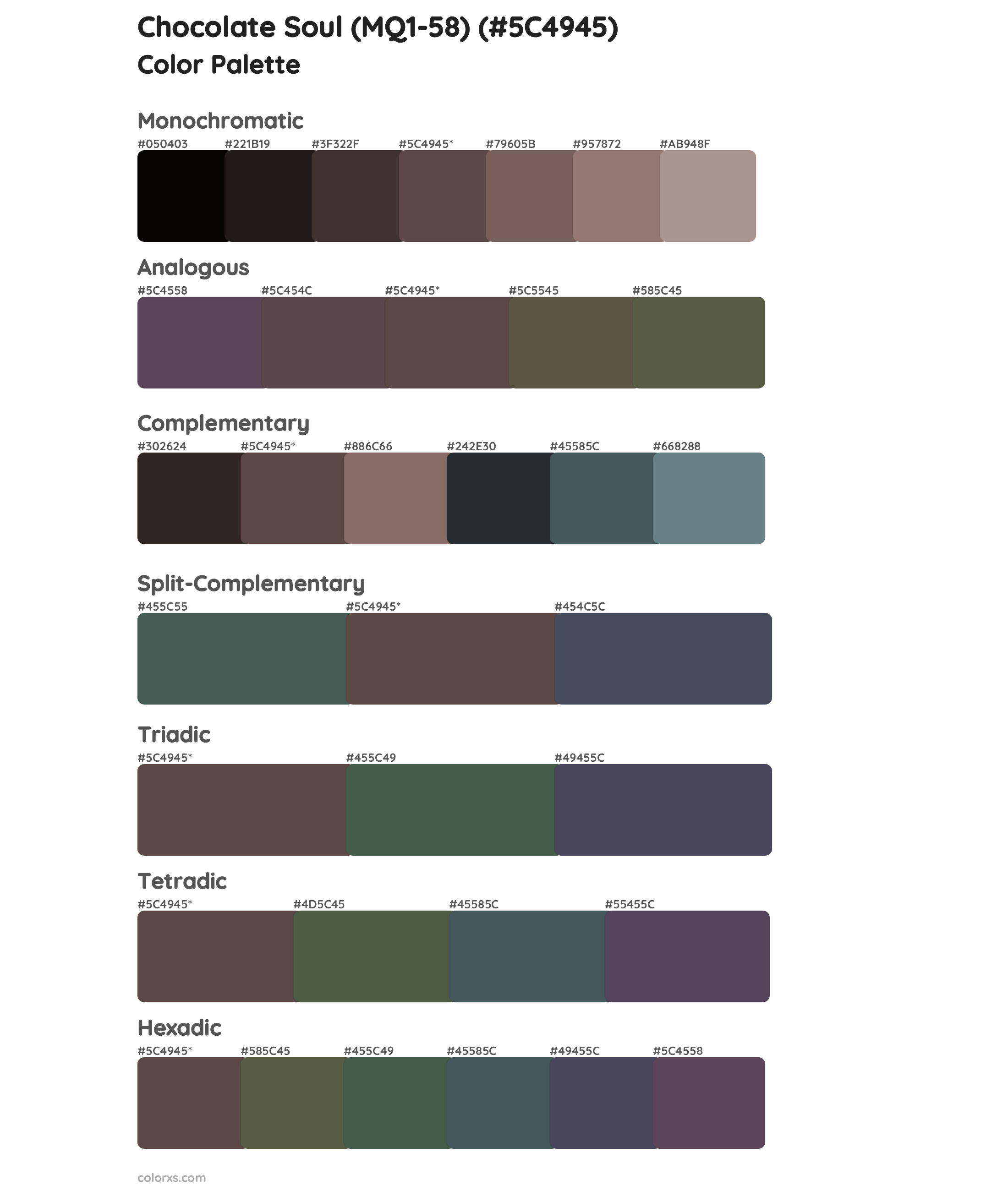 Chocolate Soul (MQ1-58) Color Scheme Palettes