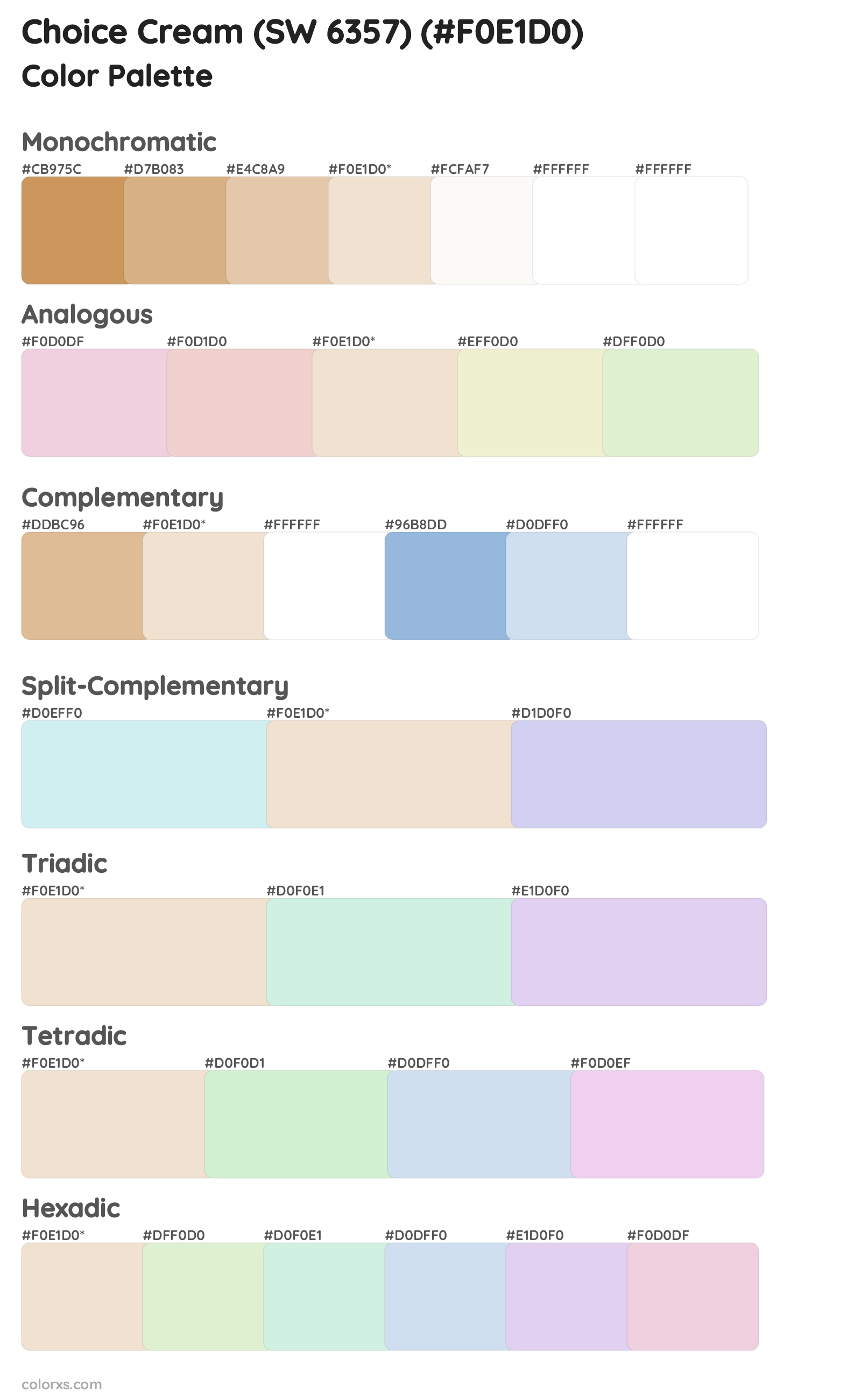 Choice Cream (SW 6357) Color Scheme Palettes