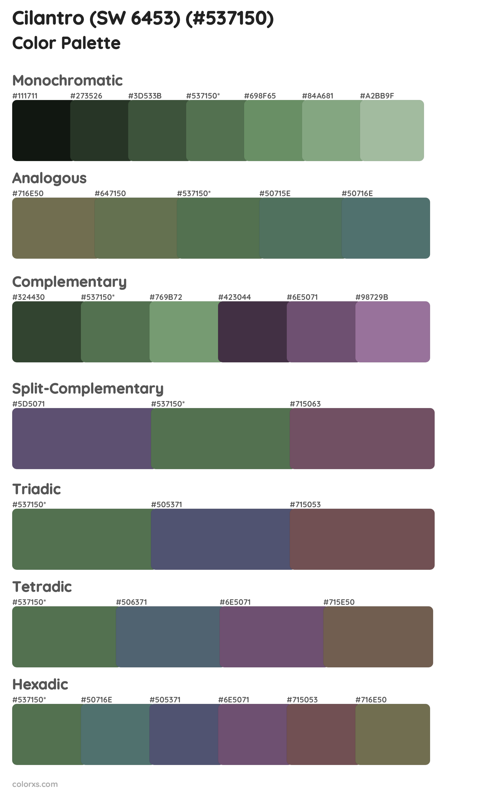 Cilantro (SW 6453) Color Scheme Palettes