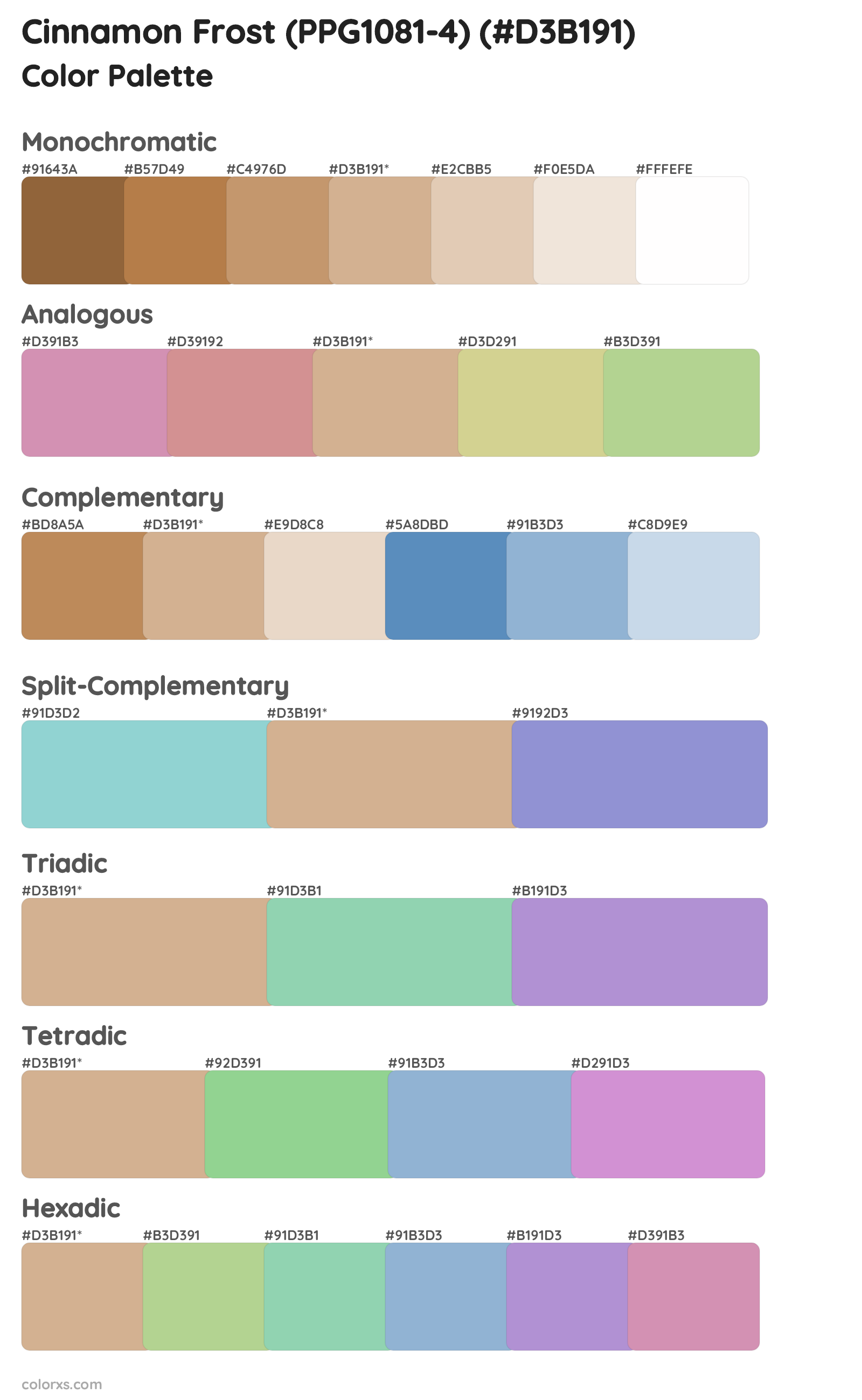 Cinnamon Frost (PPG1081-4) Color Scheme Palettes