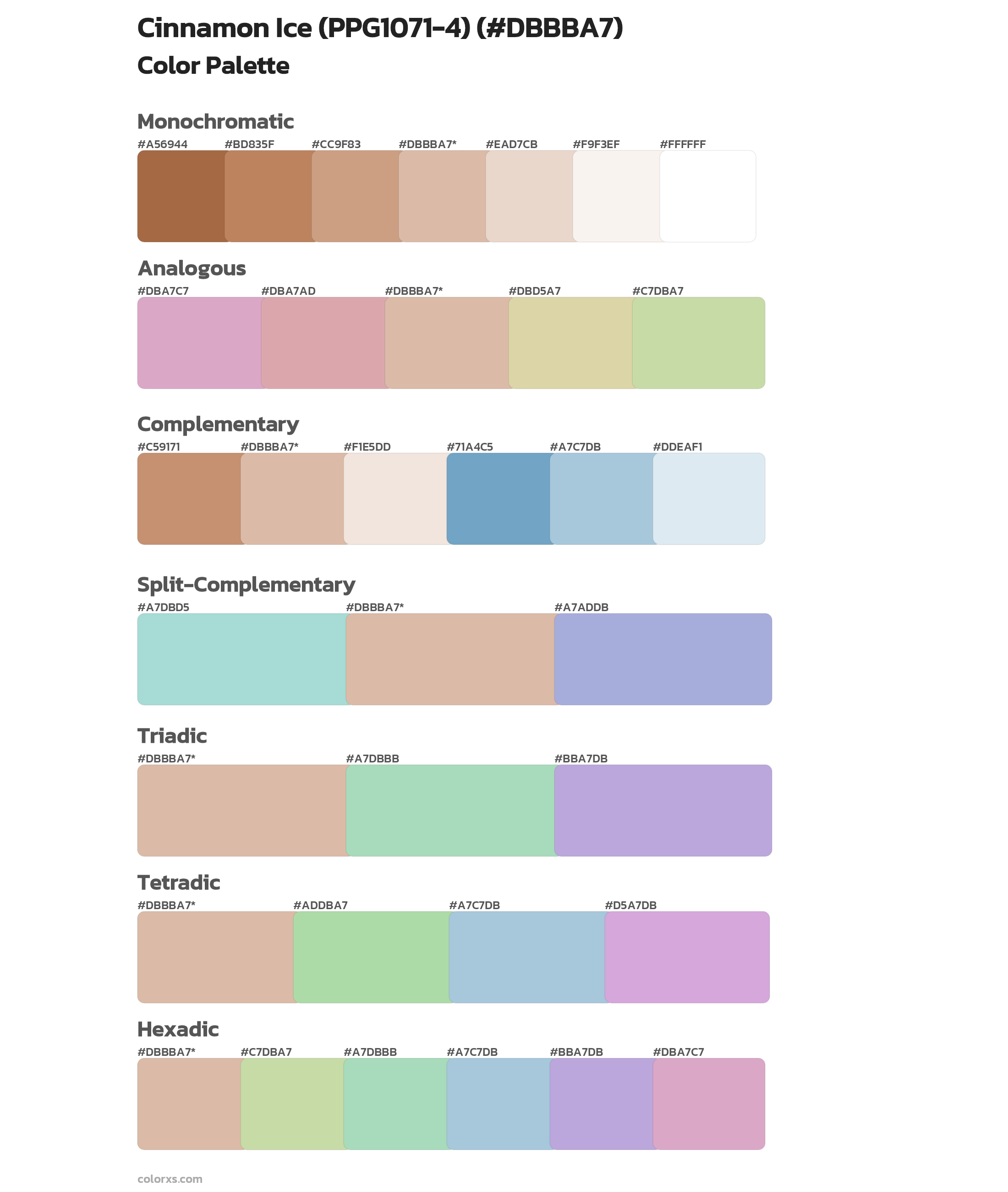 Cinnamon Ice (PPG1071-4) Color Scheme Palettes
