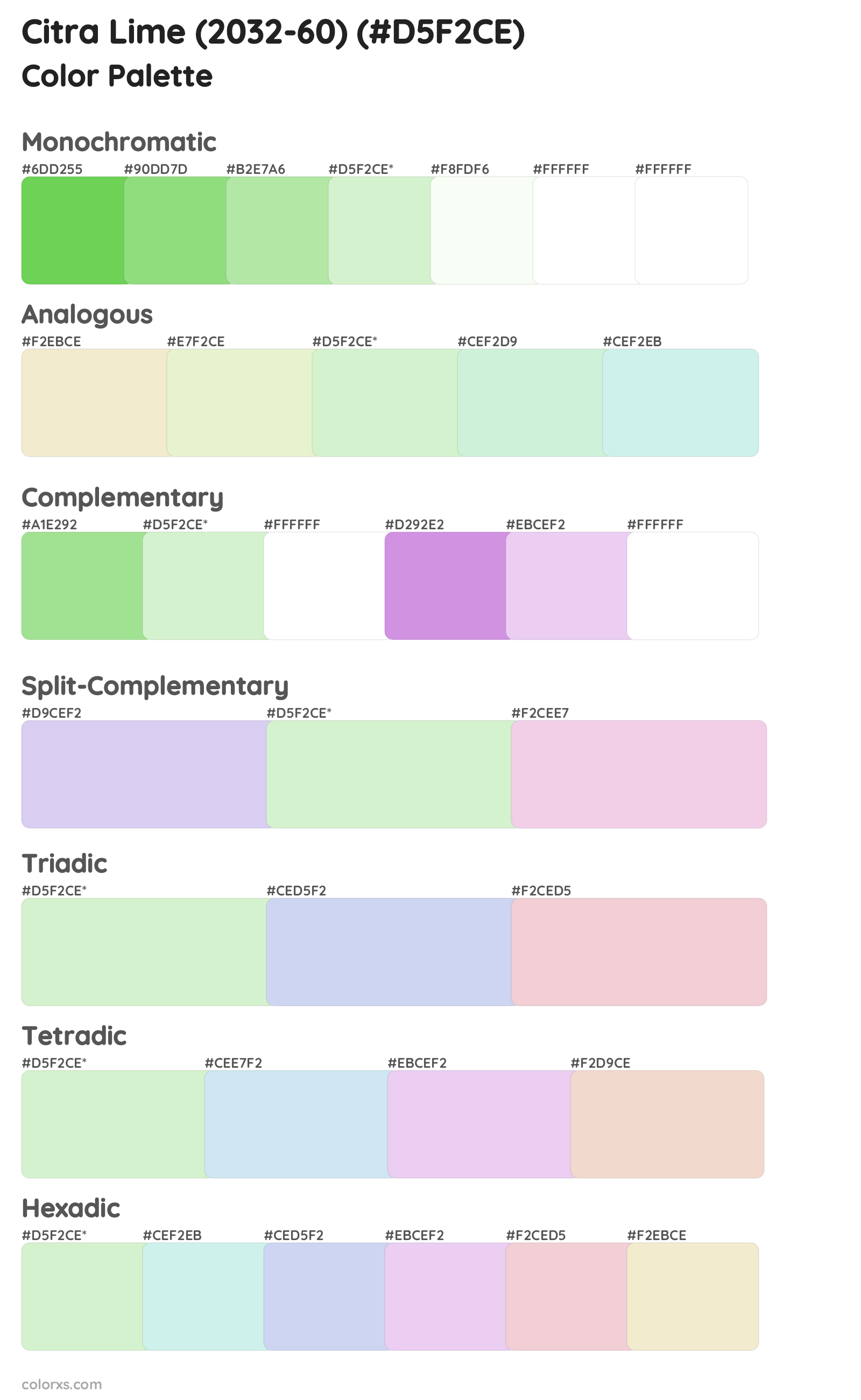 Citra Lime (2032-60) Color Scheme Palettes