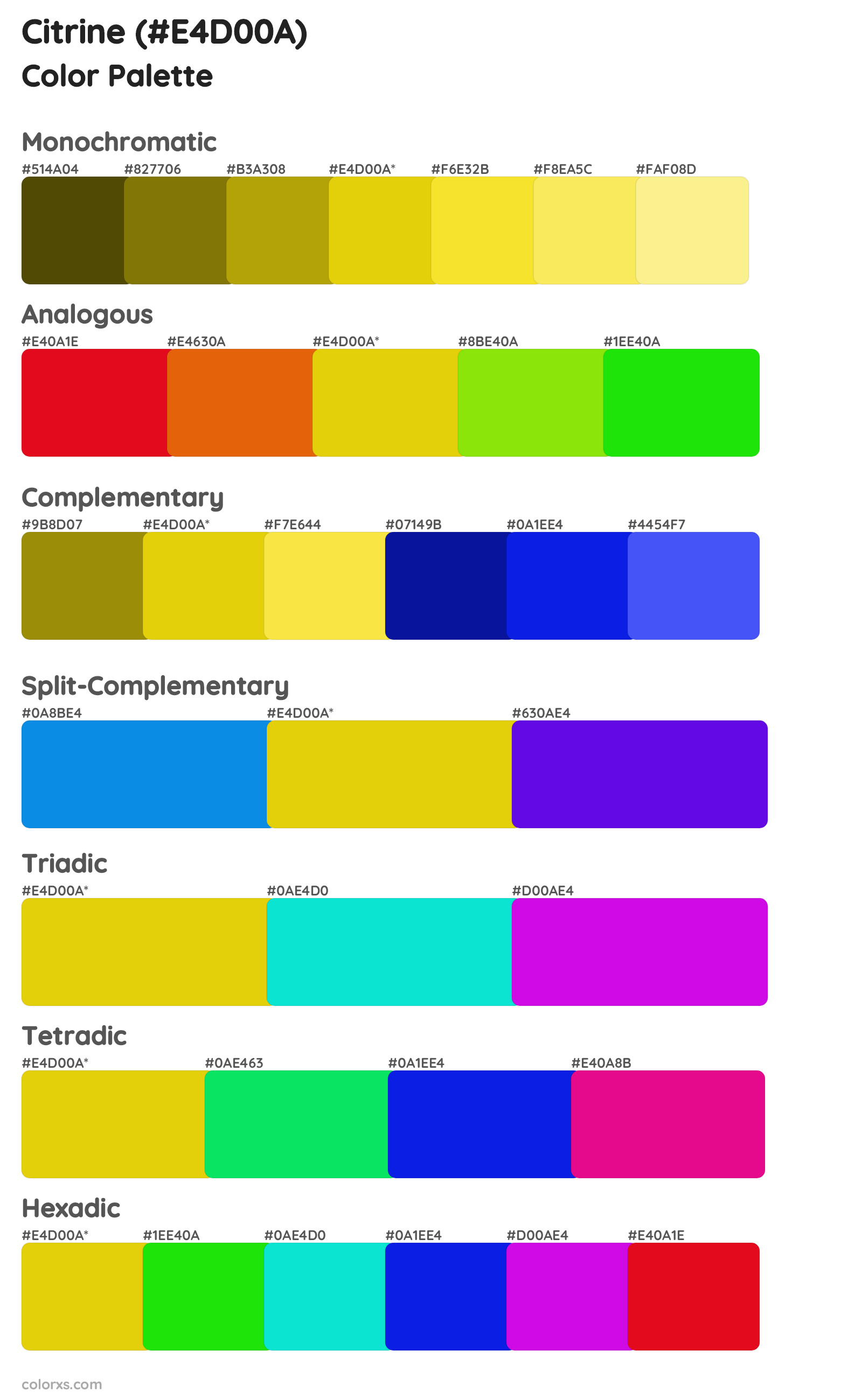 Citrine Color Scheme Palettes