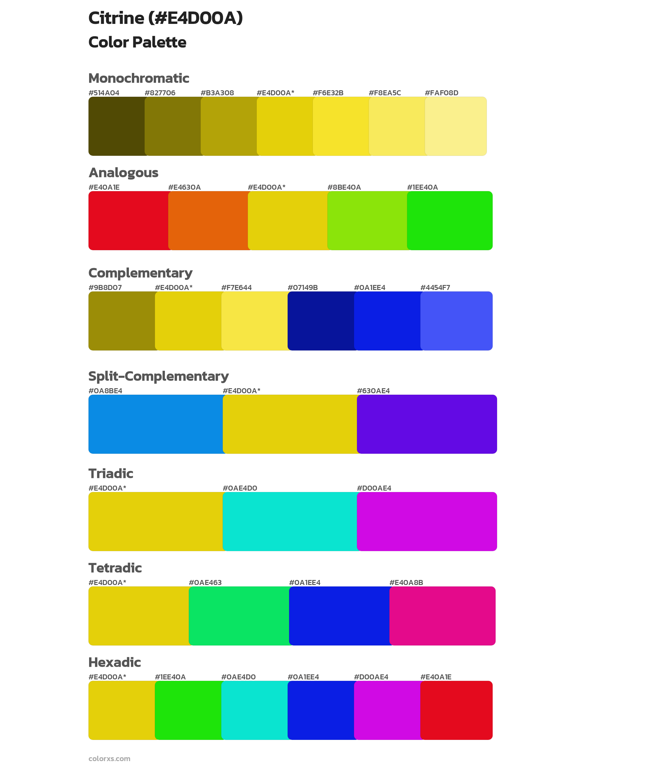 Citrine Color Scheme Palettes