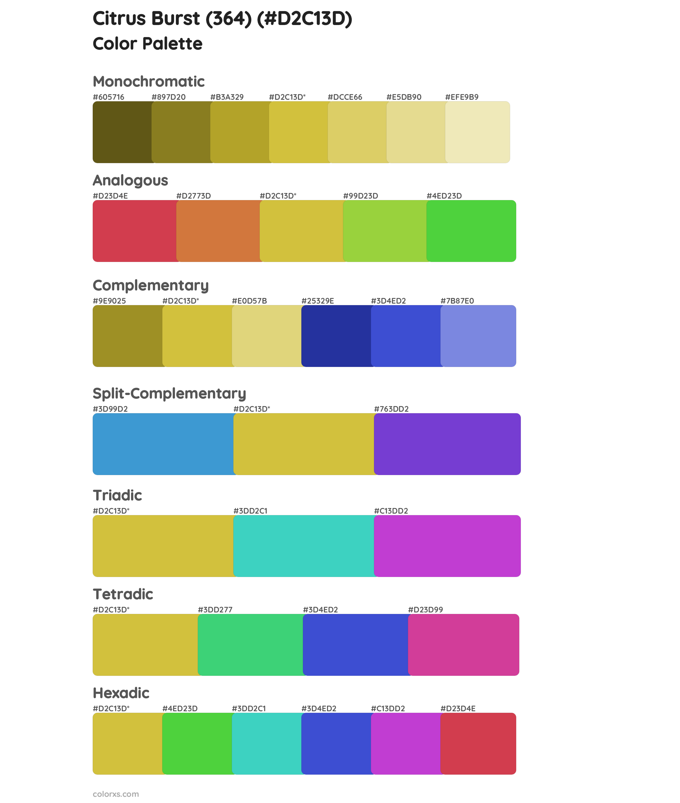 Citrus Burst (364) Color Scheme Palettes