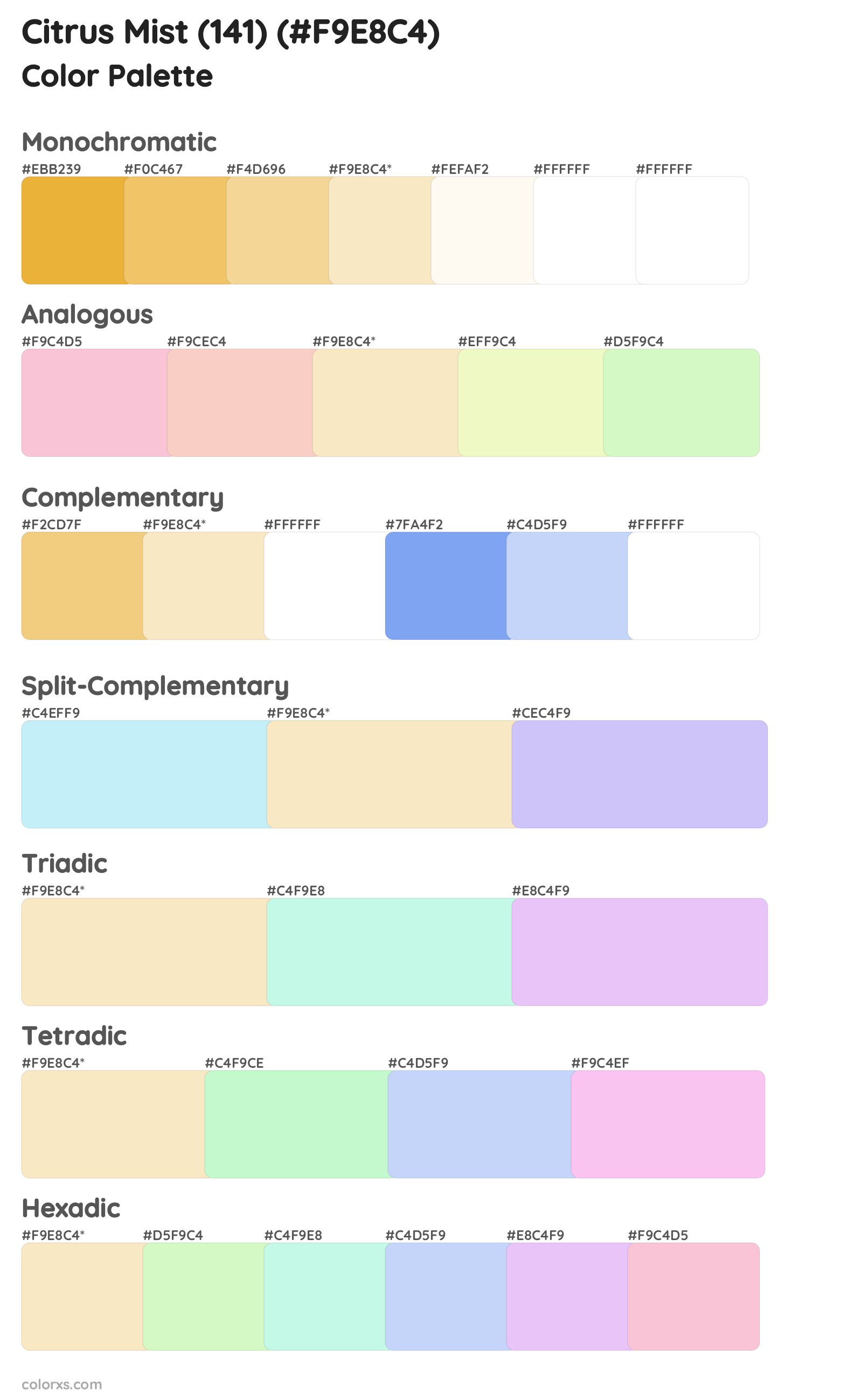 Citrus Mist (141) Color Scheme Palettes