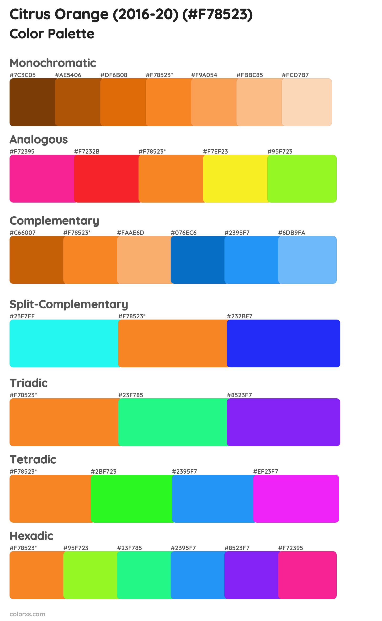 Citrus Orange (2016-20) Color Scheme Palettes