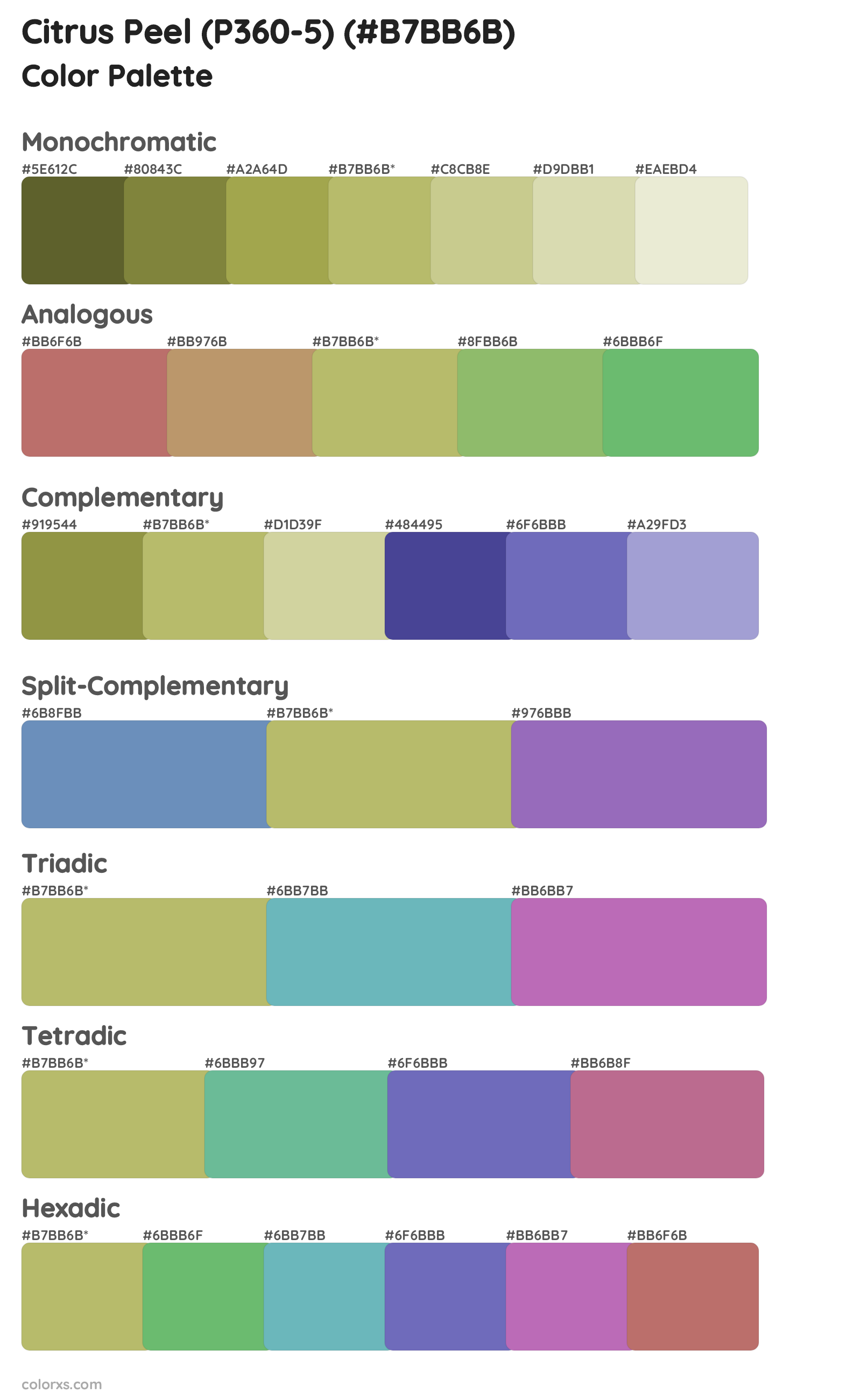 Citrus Peel (P360-5) Color Scheme Palettes