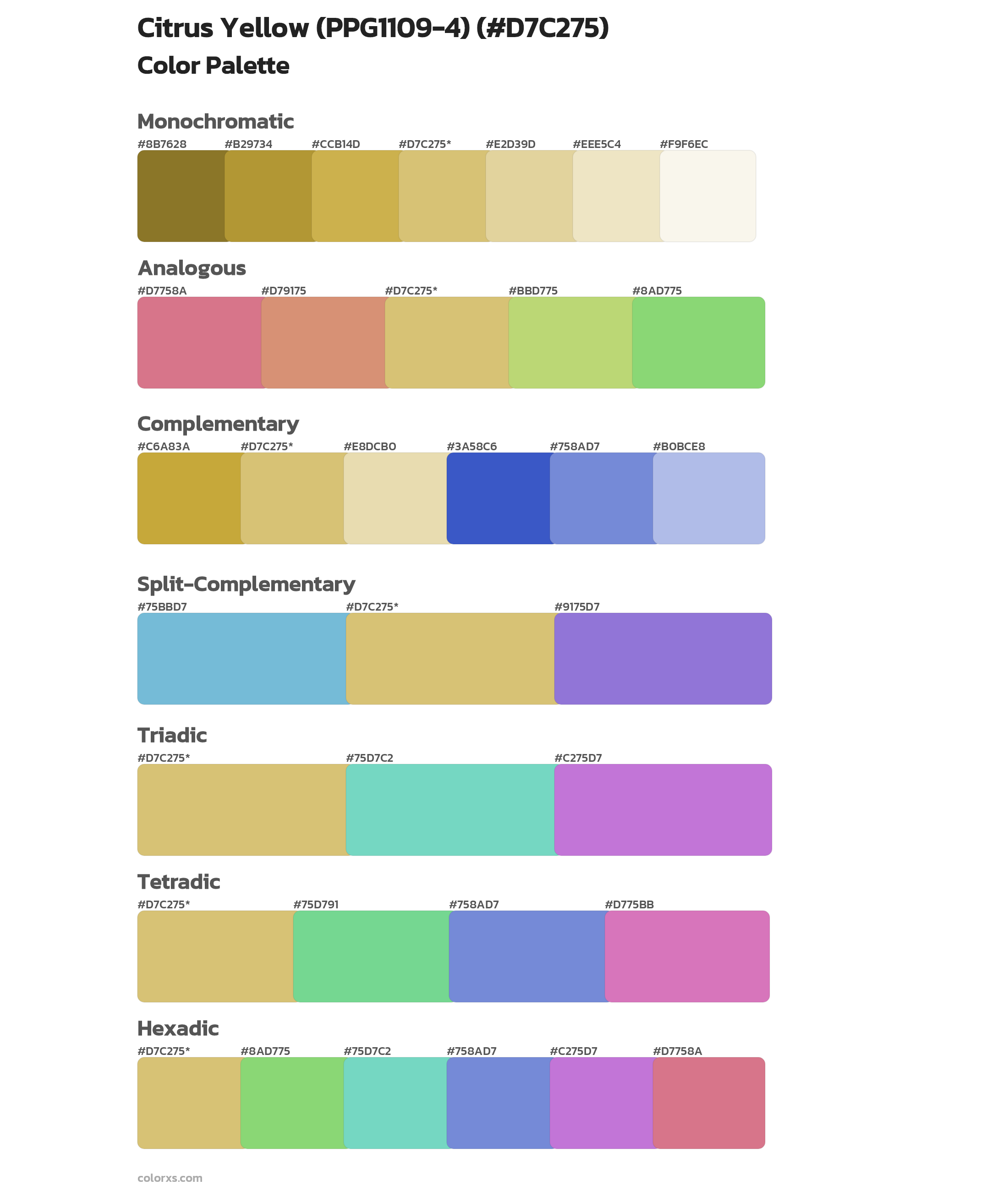 Citrus Yellow (PPG1109-4) Color Scheme Palettes