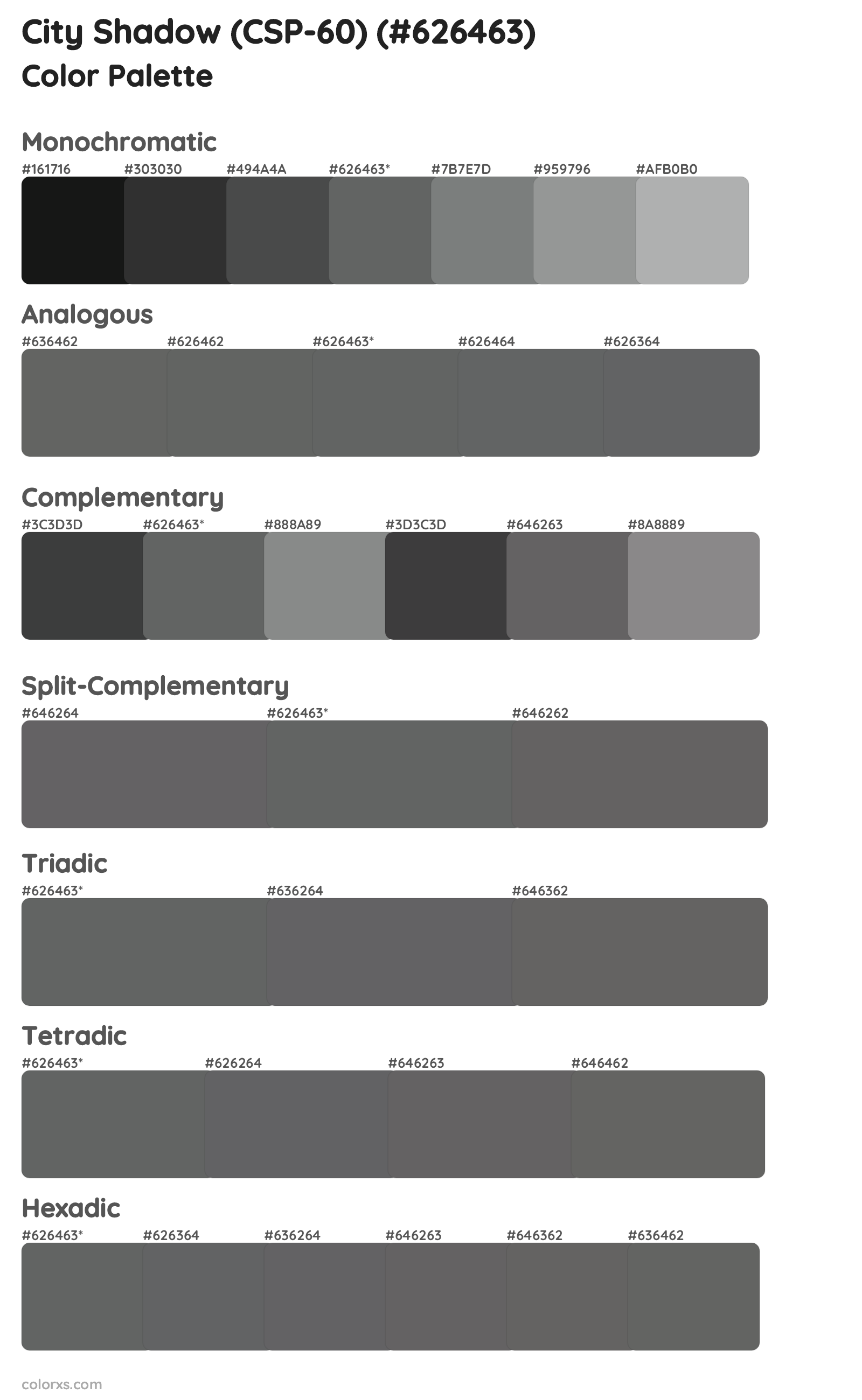 City Shadow (CSP-60) Color Scheme Palettes