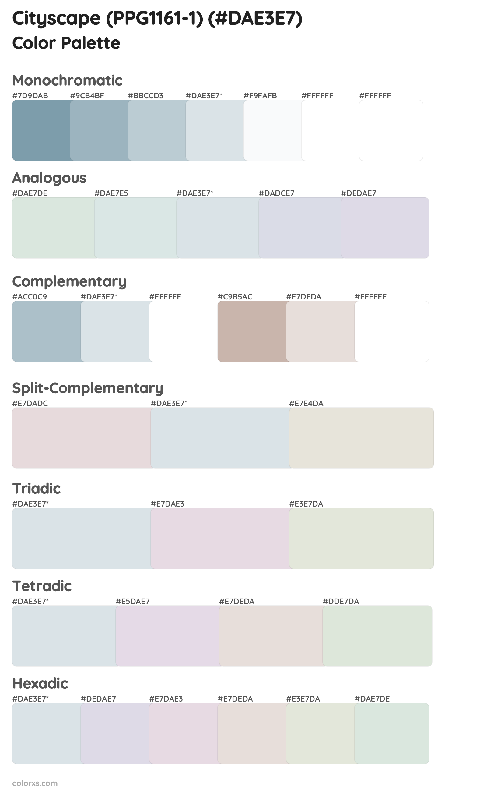 Cityscape (PPG1161-1) Color Scheme Palettes