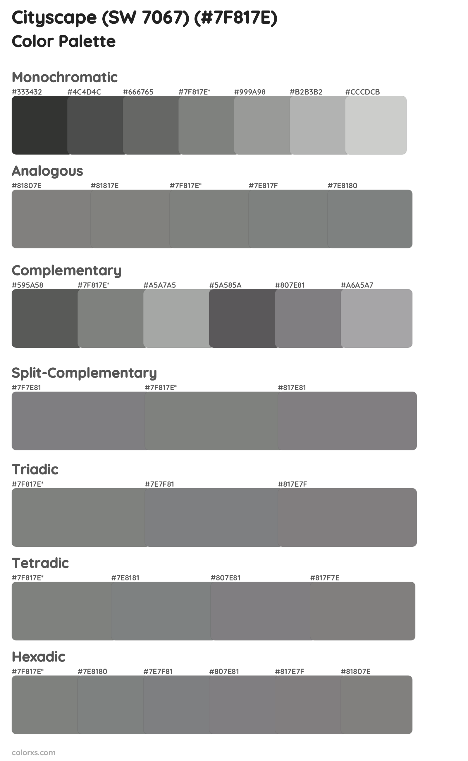 Cityscape (SW 7067) Color Scheme Palettes