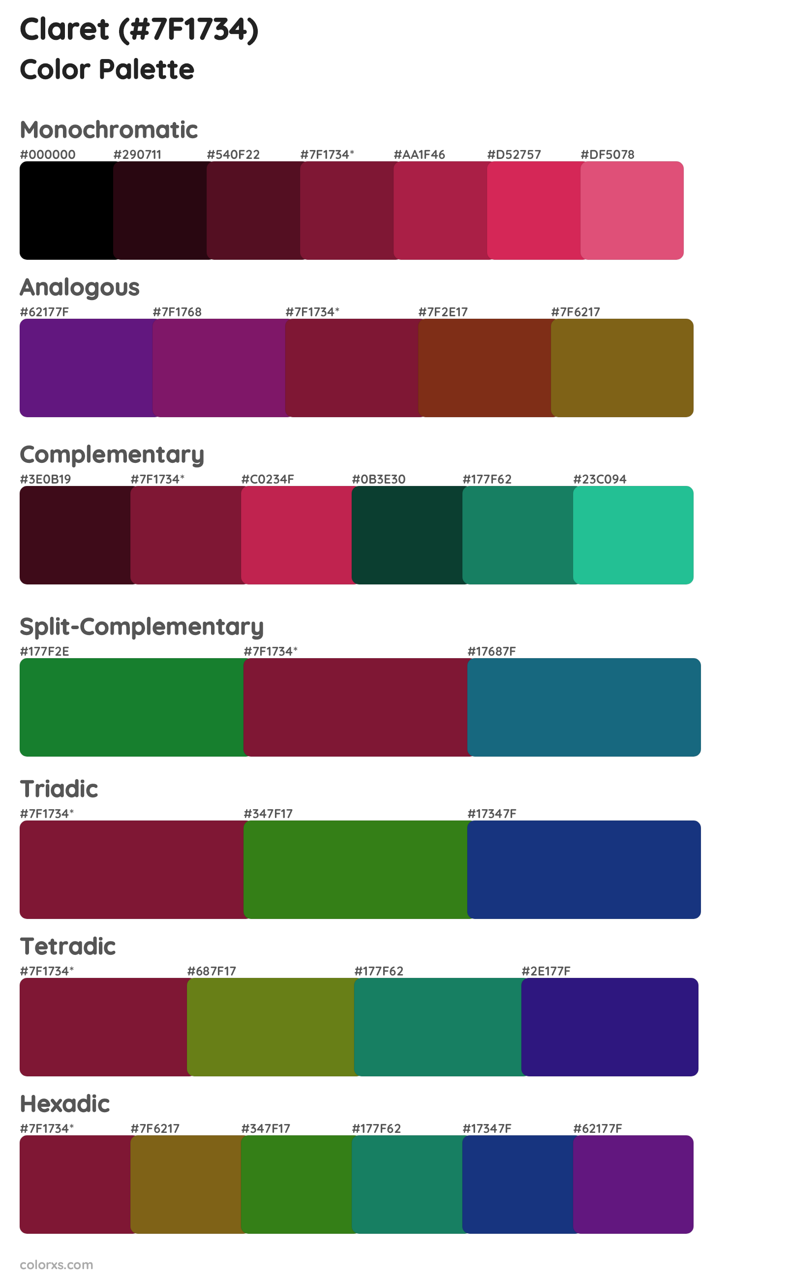 Claret Color Scheme Palettes